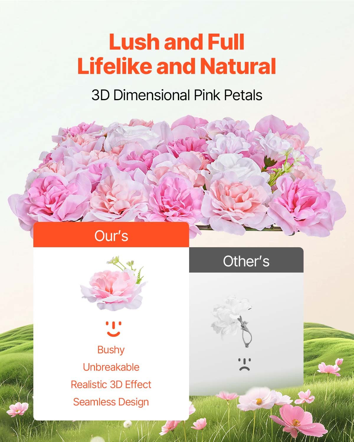3D Flower Wall Panel 12 PCS 15×15 in Artificial Floral Mat for Wedding Privacy