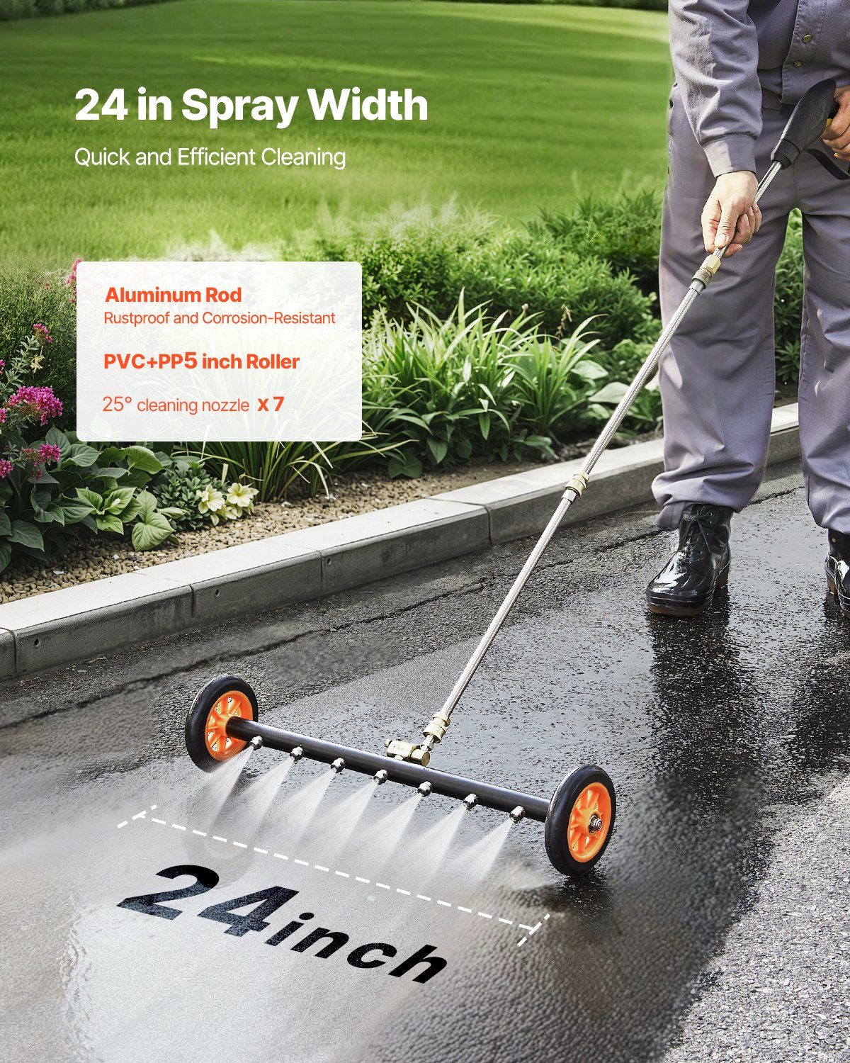 24″ Pressure Washer Undercarriage Cleaner 4000 PSI w/7 Nozzles & Wands