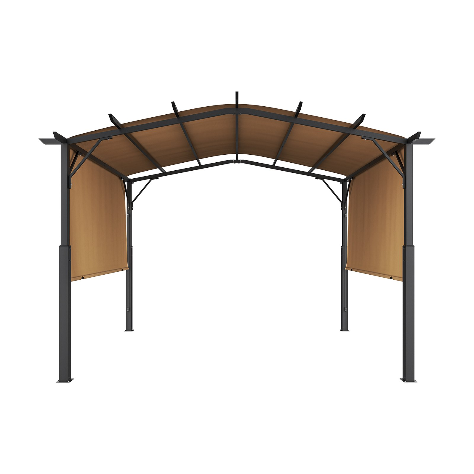 10×10 ft Outdoor Retractable Pergola with Canopy Arched Top Metal Patio Pergola
