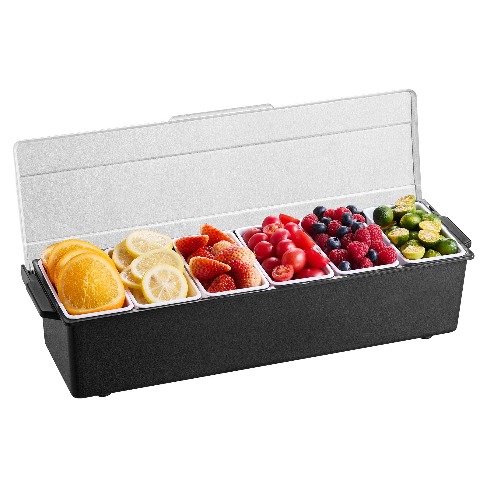 Chilled Condiment Server 6 Compartment Cold Serving Tray with Lid for Fruit - Produktbild 7