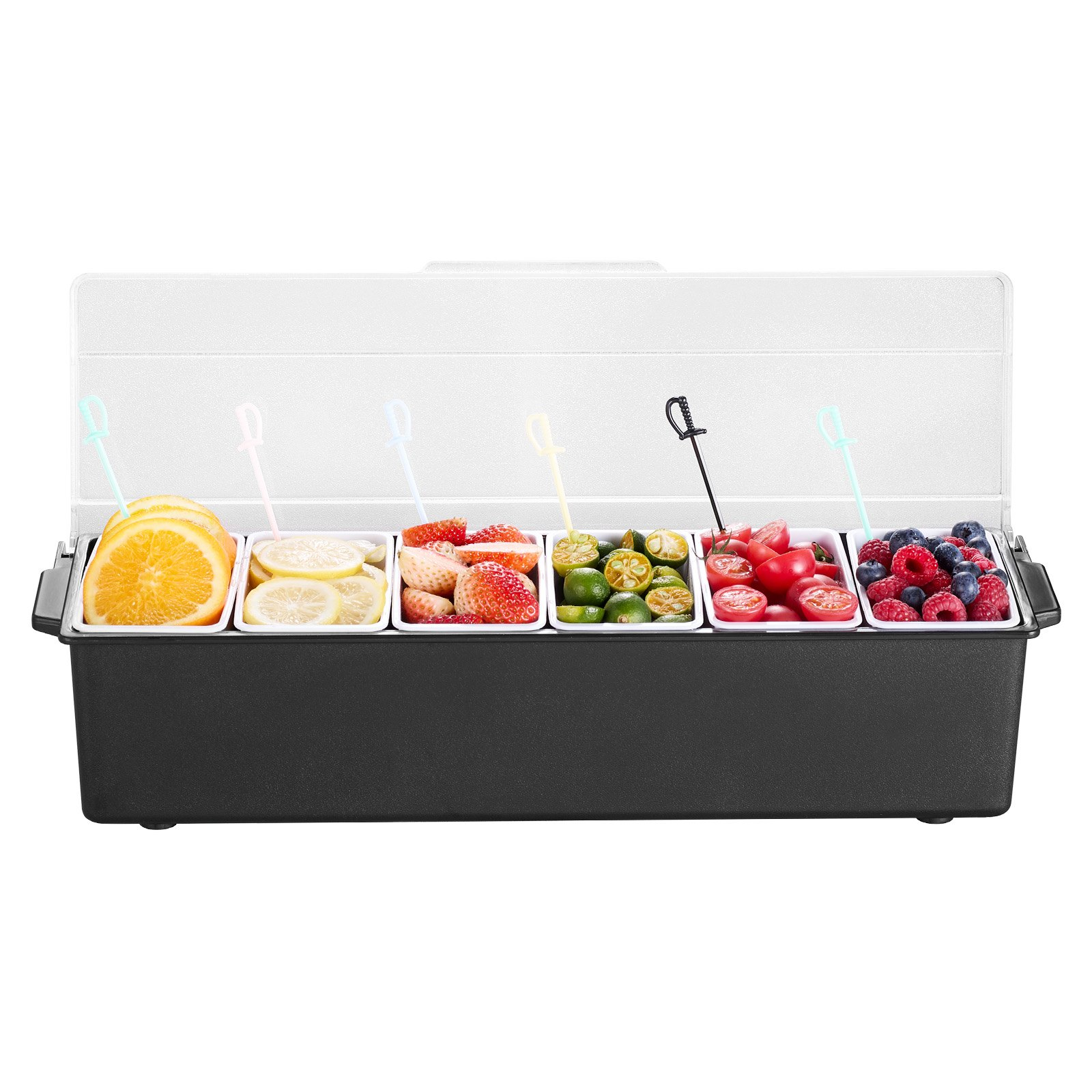 Chilled Condiment Server 6 Compartment Cold Serving Tray with Lid for Fruit - Produktbild 8