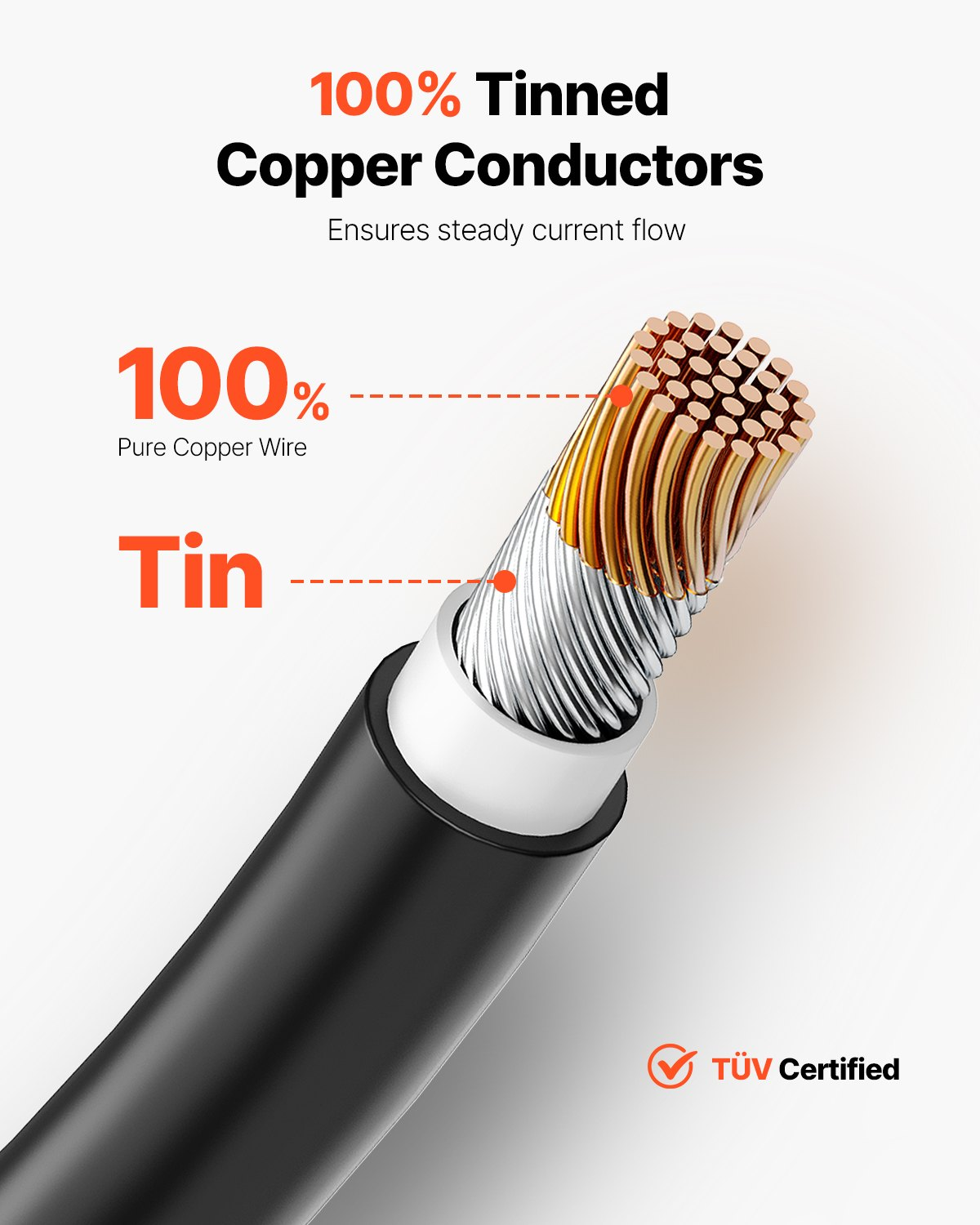 100FT Solar Panel Extension Cable 10AWG Waterproof PV 6mm² Cable Black