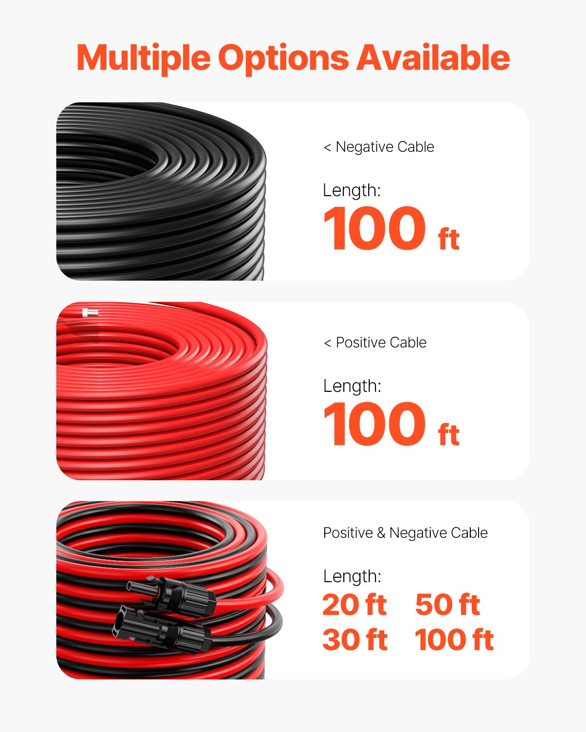 100FT Solar Panel Extension Cable 10AWG Waterproof PV 6mm² Cable Black