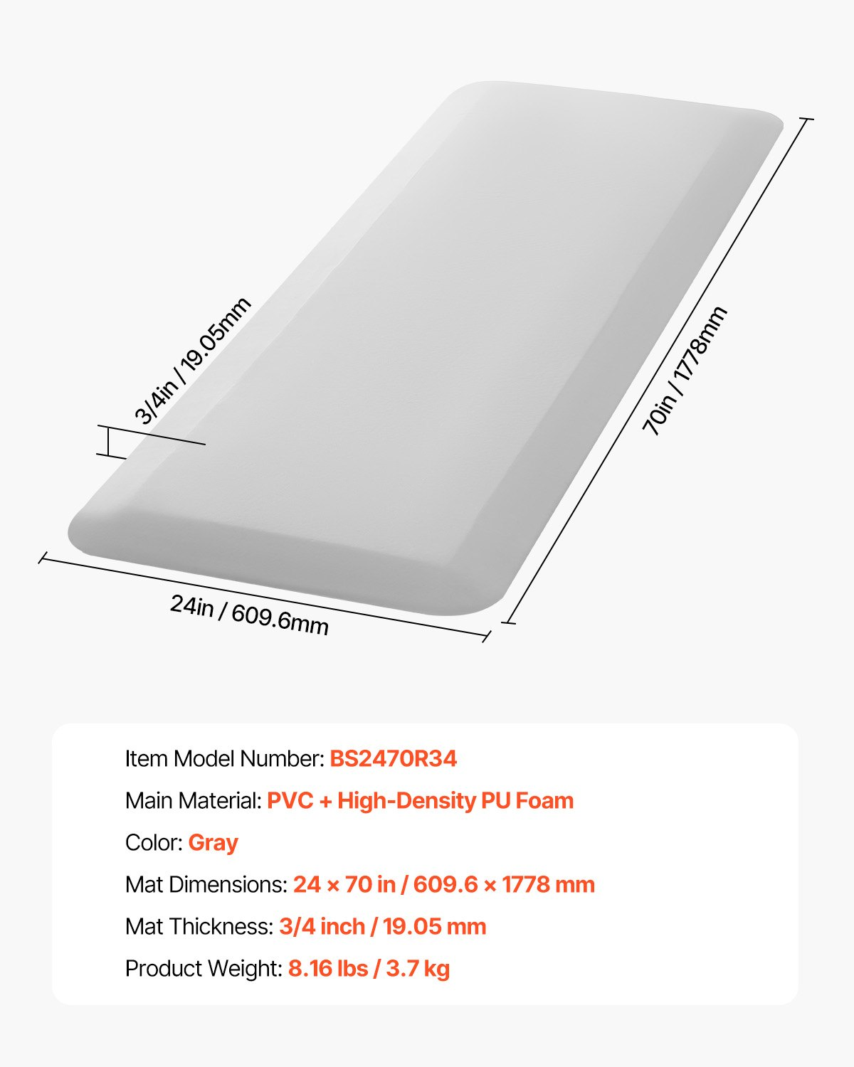 Fall Mat for Elderly, Patients (24 x 70 inch)
