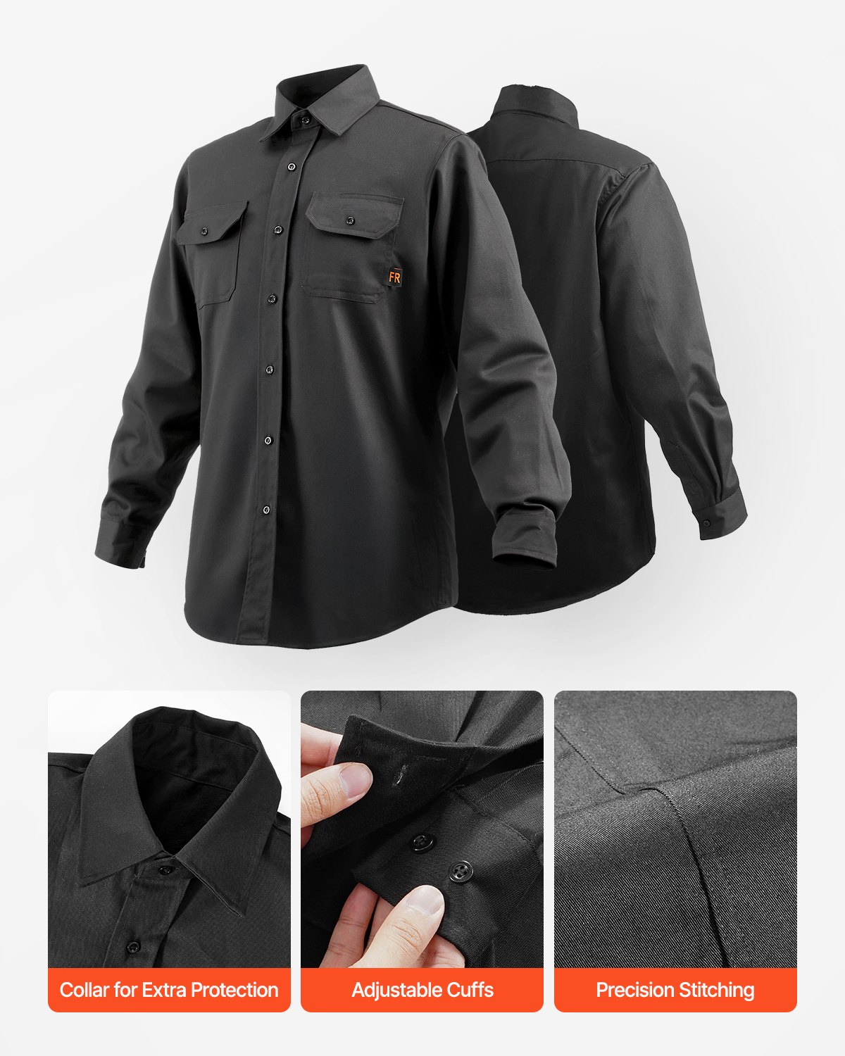 Flame-Resistant Welding Jacket L-Sized 7oz FR Cotton Welding Safety Jacket 279 - Bild 4 von 10