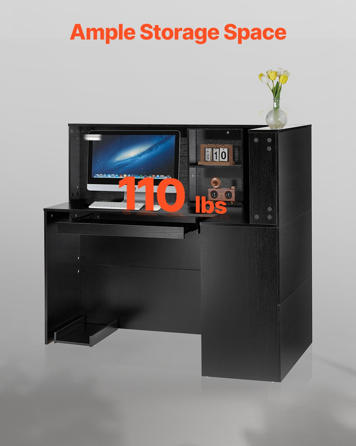 Reception Desk L-Shaped Front Counter Table 55.12 in Black Office Table