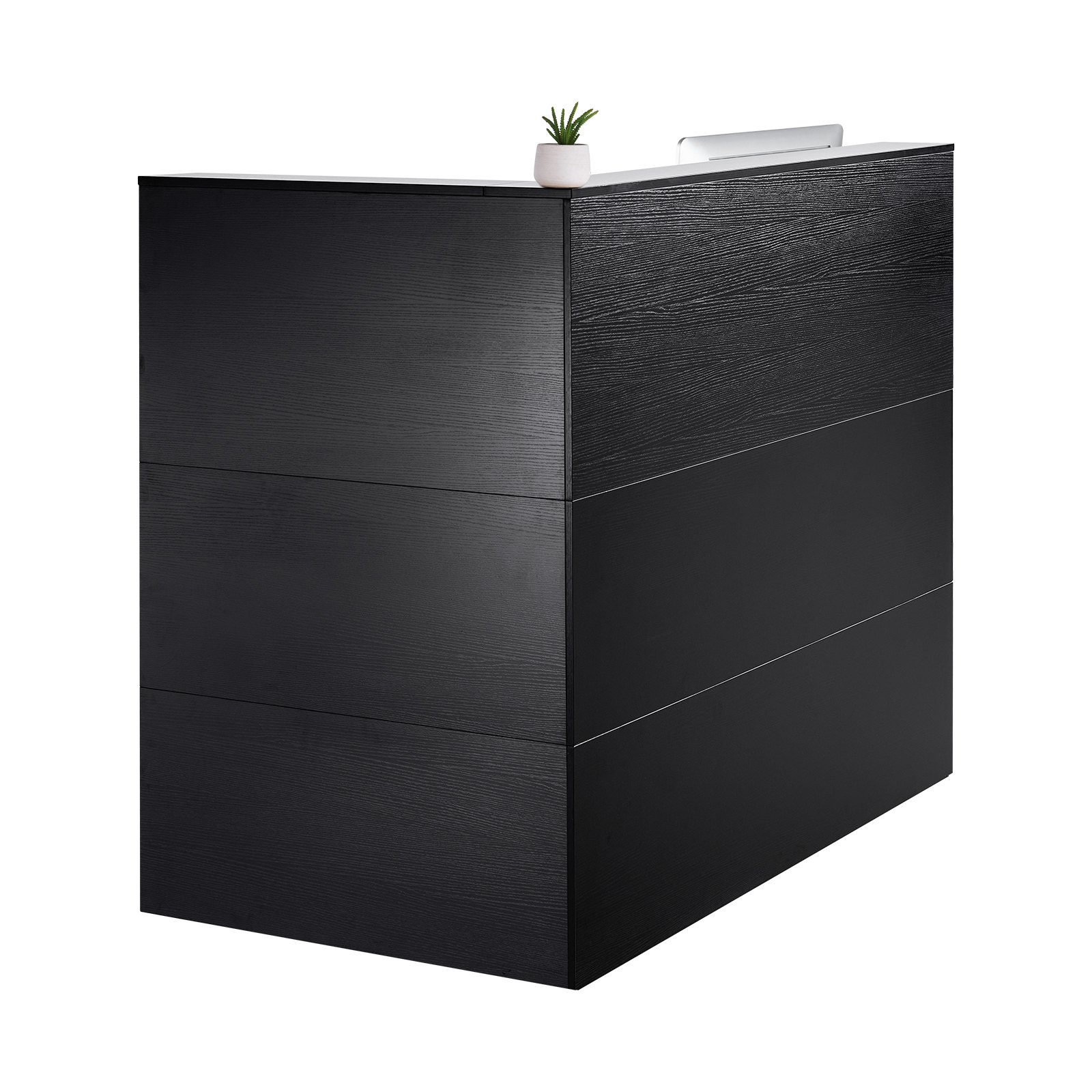 Reception Desk L-Shaped Front Counter Table 55.12 in Black Office Table