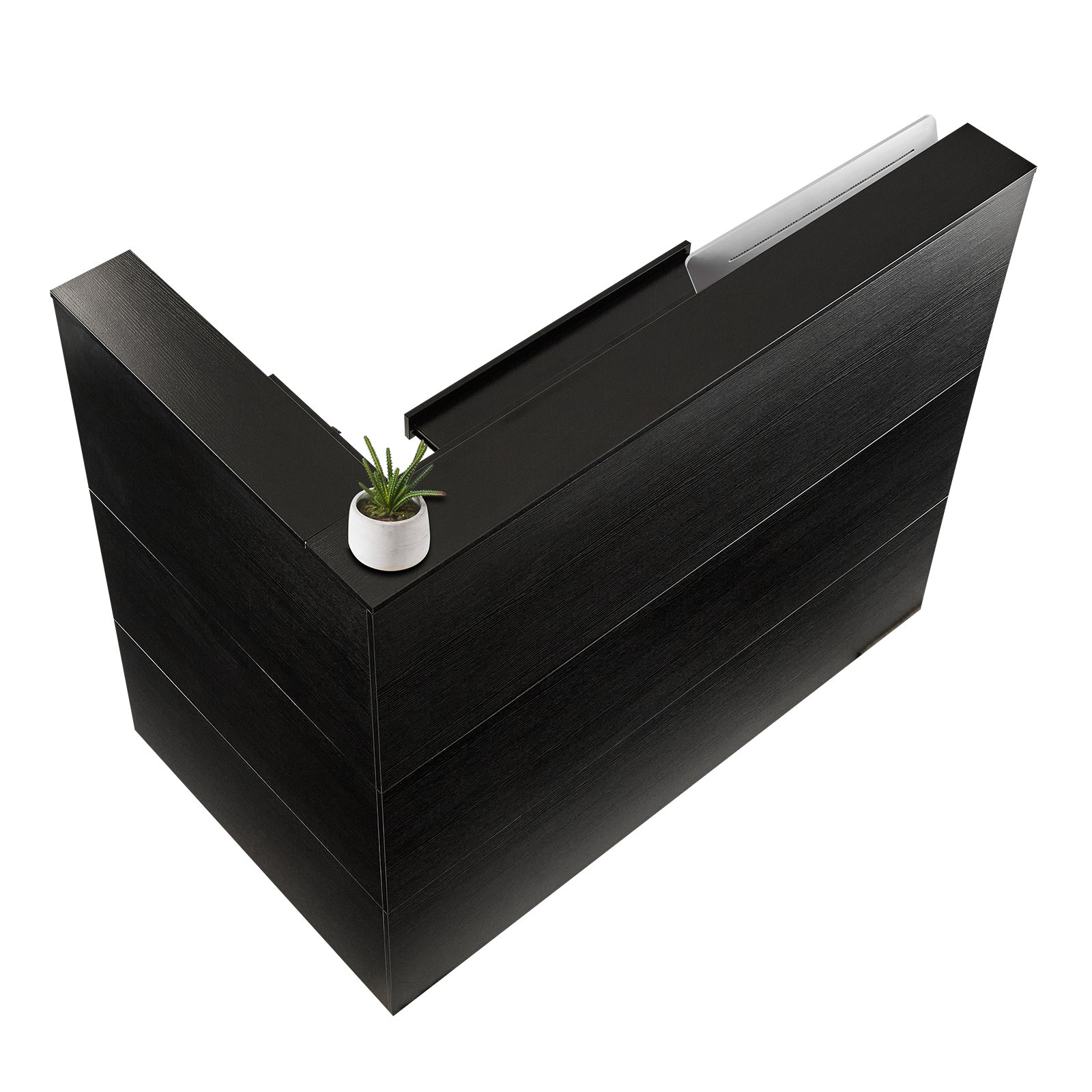 Reception Desk L-Shaped Front Counter Table 55.12 in Black Office Table