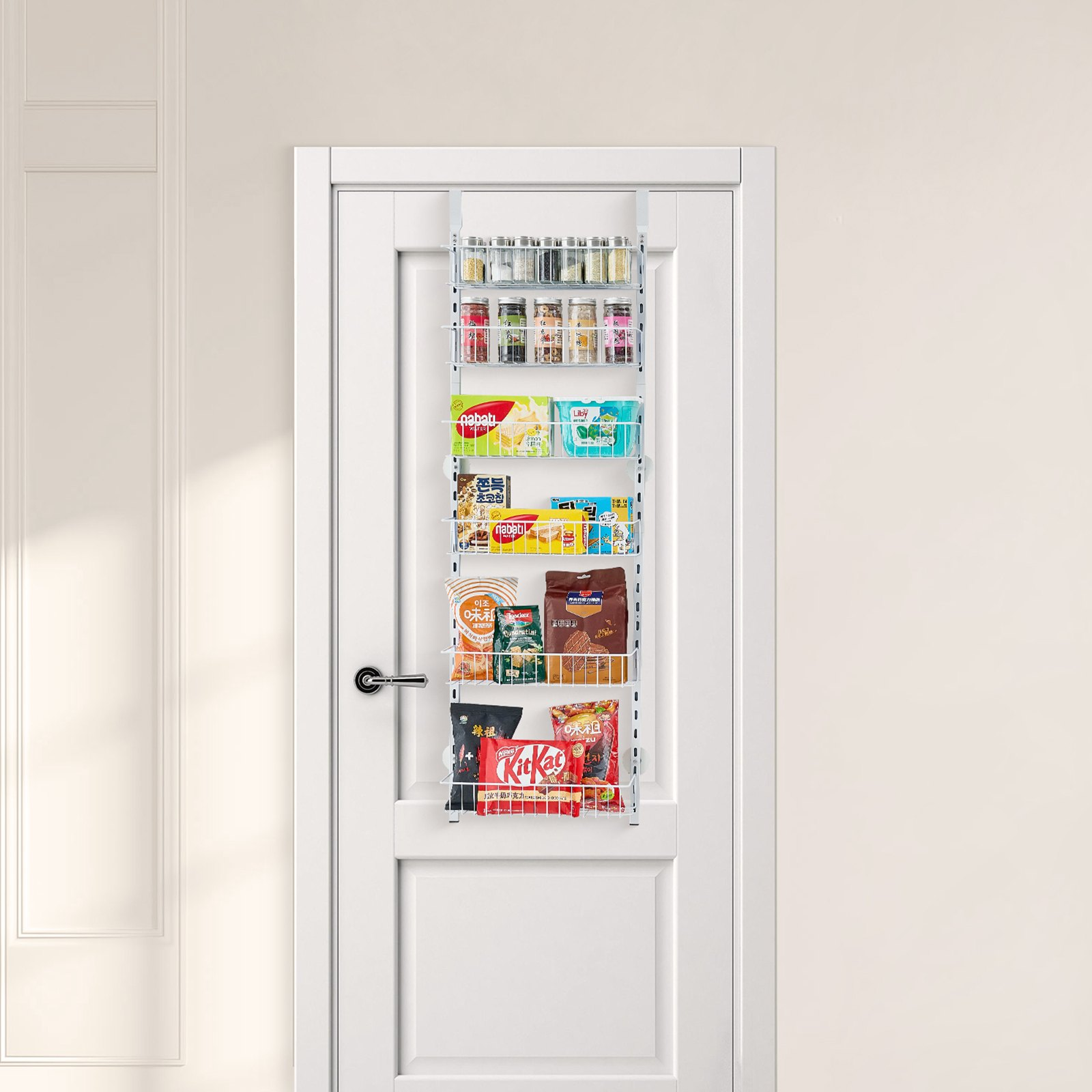 6 Ebenen über der Tür Speisekammer Organizer Hängende Aufbewahrung Regal Verstellbar Küche - Bild 8 von 10