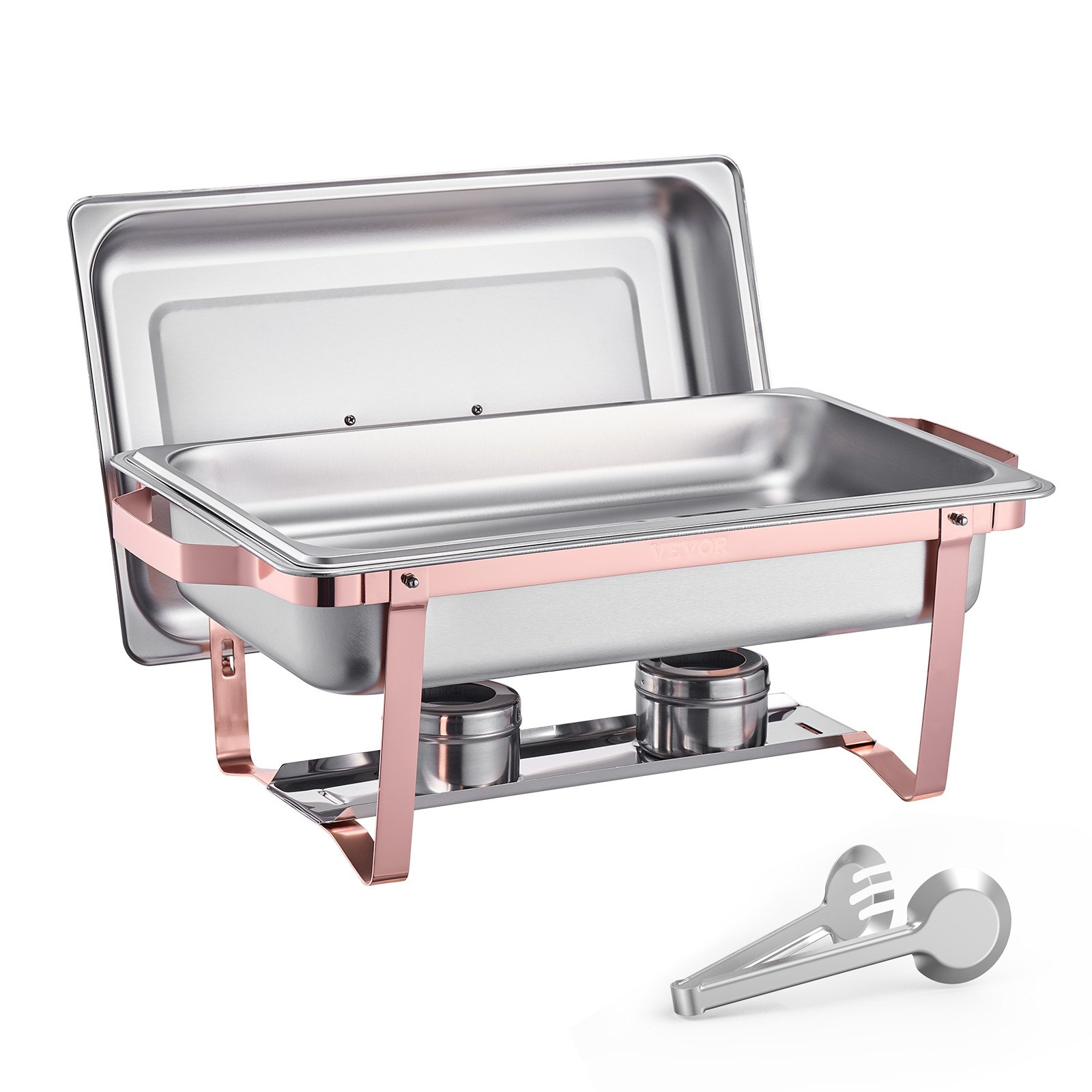 8 Qt 2 Pack Rectangle Chafing Dish Buffet Set Full Size Pan Stainless Steel - Picture 9 of 10