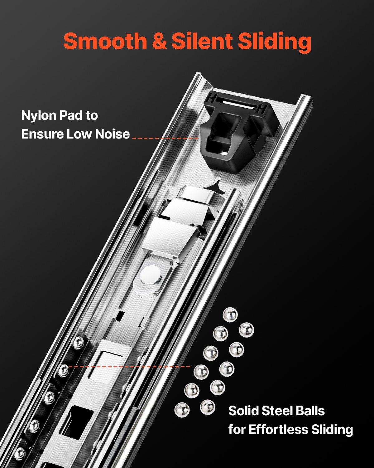 1 Pair 16-60 in Soft-Close Drawer Slides Ball Bearing Full Extension 298 - Picture 3 of 10