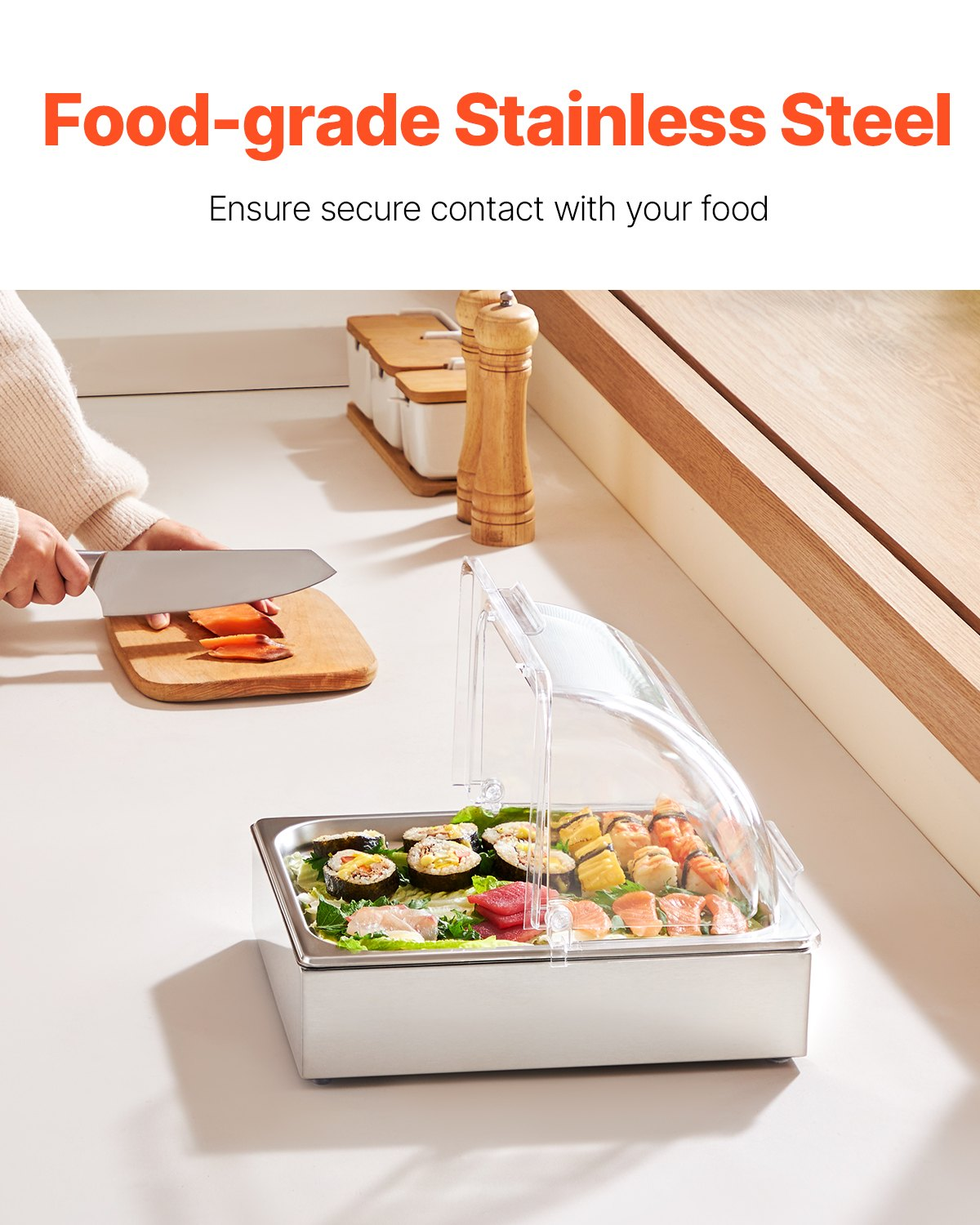 Countertop Food Serving Display Container Condiment Dispenser Tray with Lid
