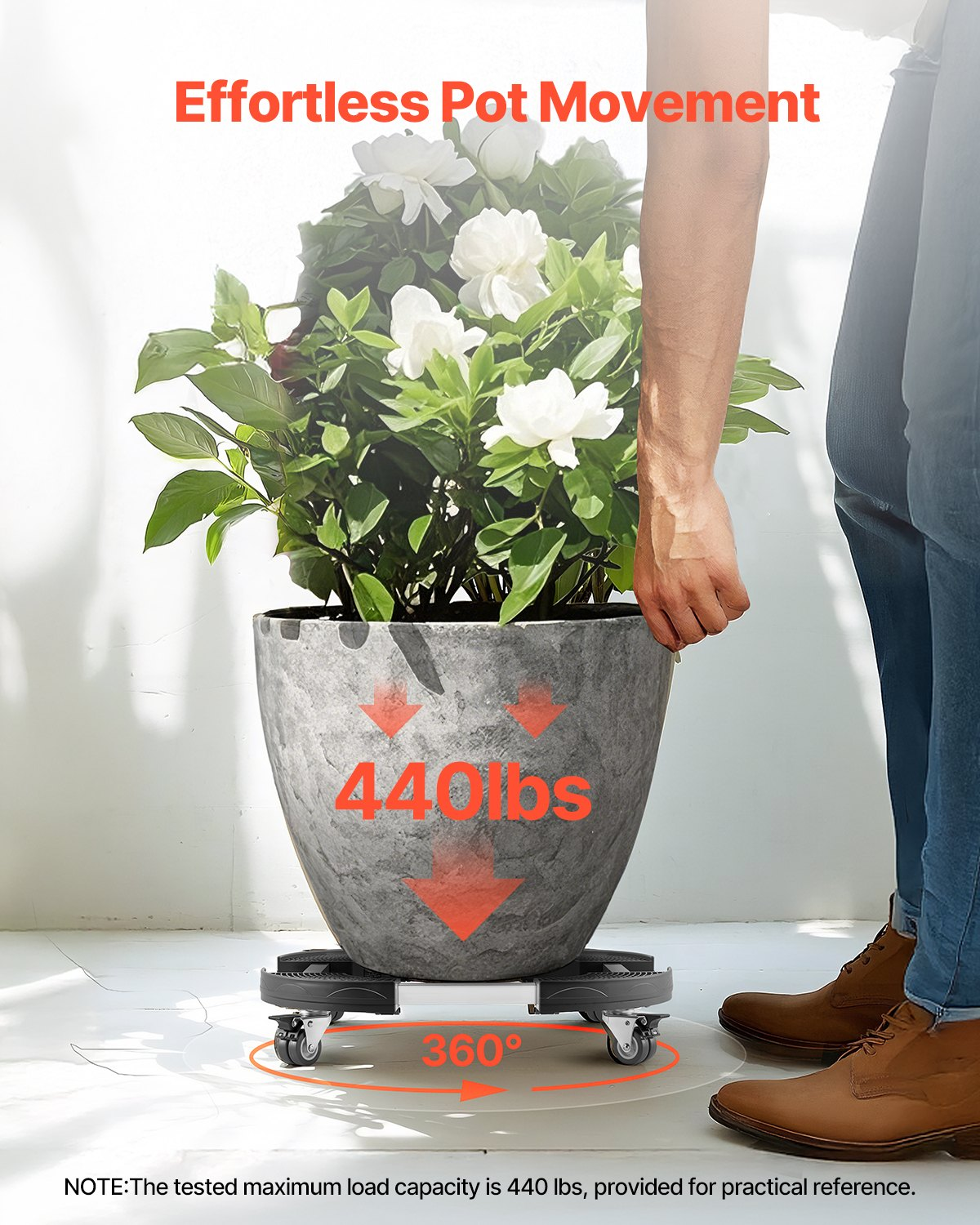 Round Trash Can Dolly 15-22.8 in Adjustable Furniture Dolly 400lbs Heavy Duty - Picture 1 of 10