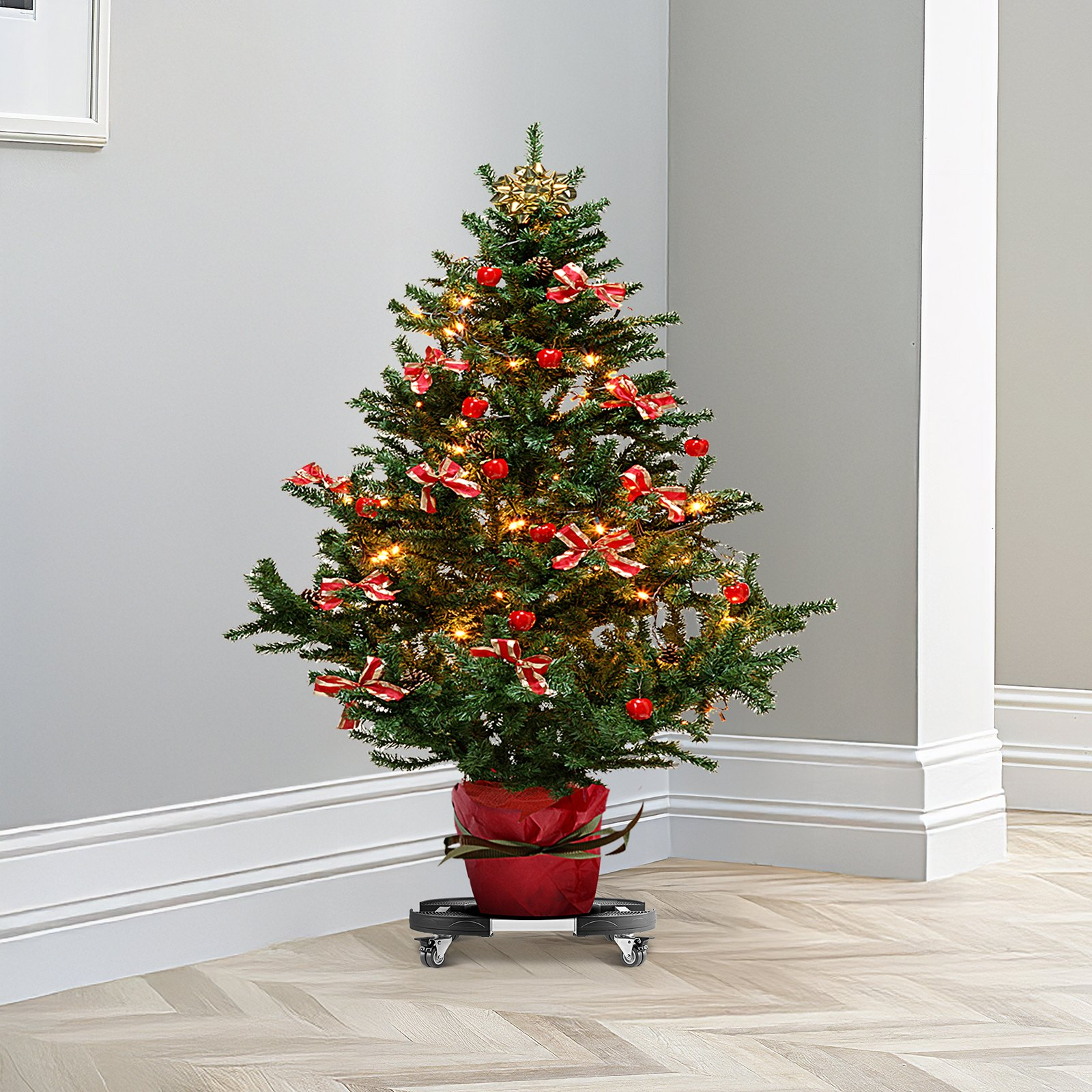 Round Trash Can Dolly 15-22.8 in Adjustable Furniture Dolly 400lbs Heavy Duty - Picture 7 of 10