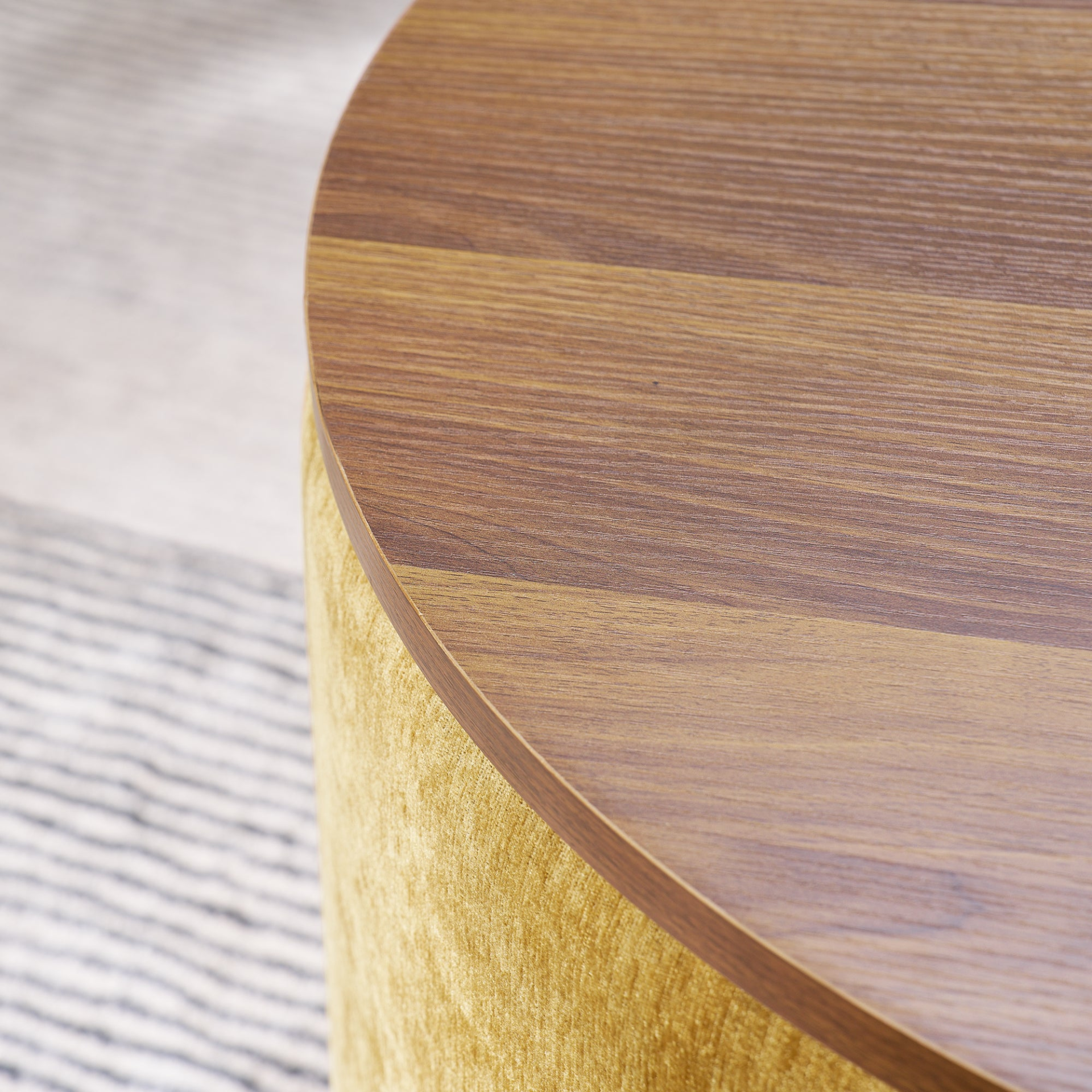 2-Piece Set Round Chenille Storage Ottoman, Equipped with a Drum Shaped Small St - Picture 8 of 12