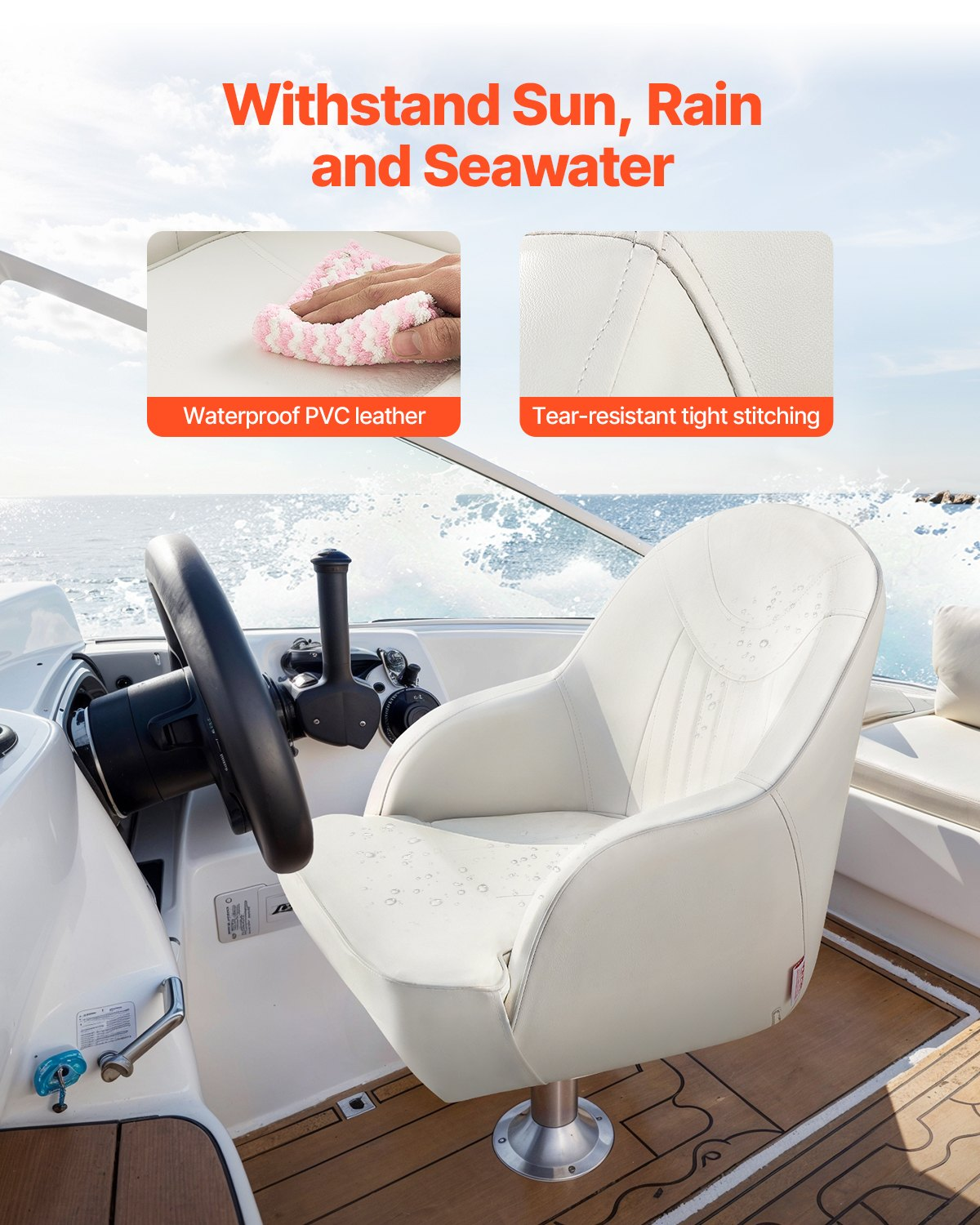 Boat Seat, Low Backrest, White