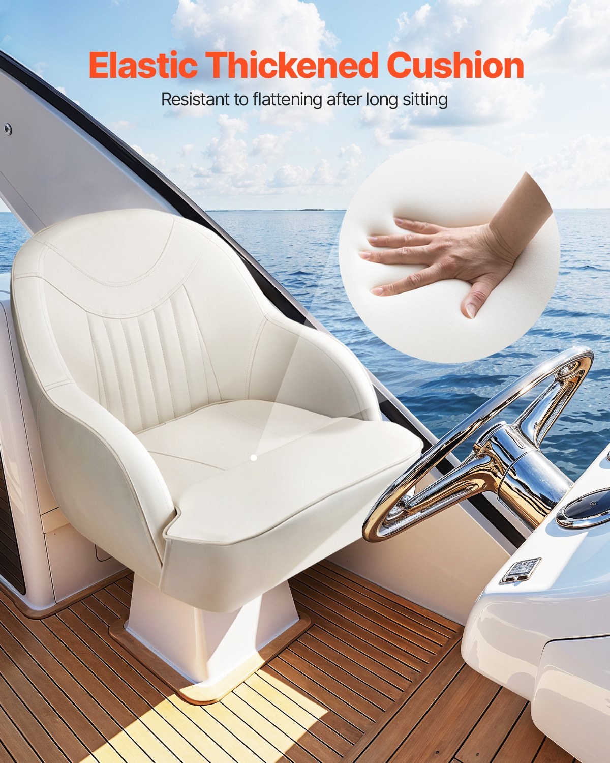 Boat Seat, Low Backrest, White
