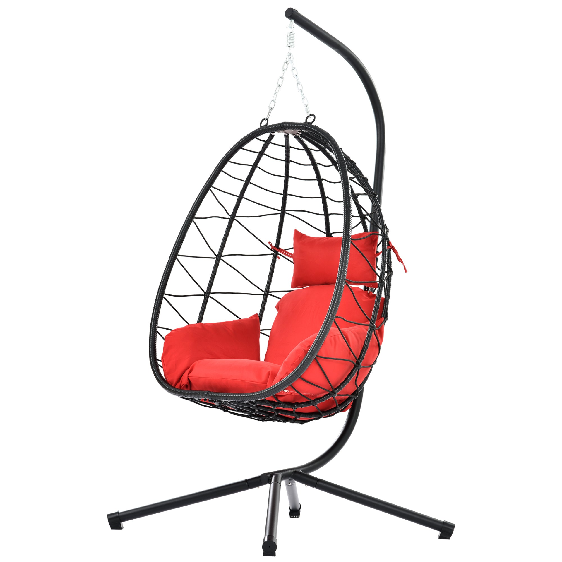 Egg Chair with Stand Indoor Outdoor Swing Chair Patio Wicker Hanging Egg Chair H - Picture 11 of 12