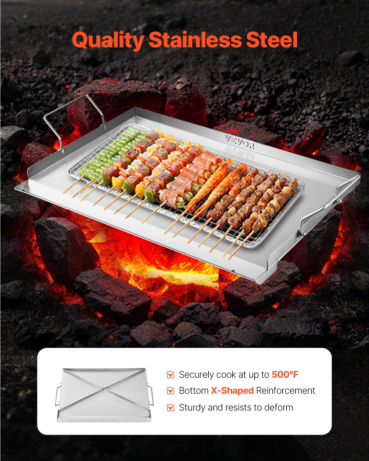 23x16 Zoll Flat Top Grillplatte Edelstahl Universal BBQ Grillpfanne Kochgeschirr - Bild 1 von 10