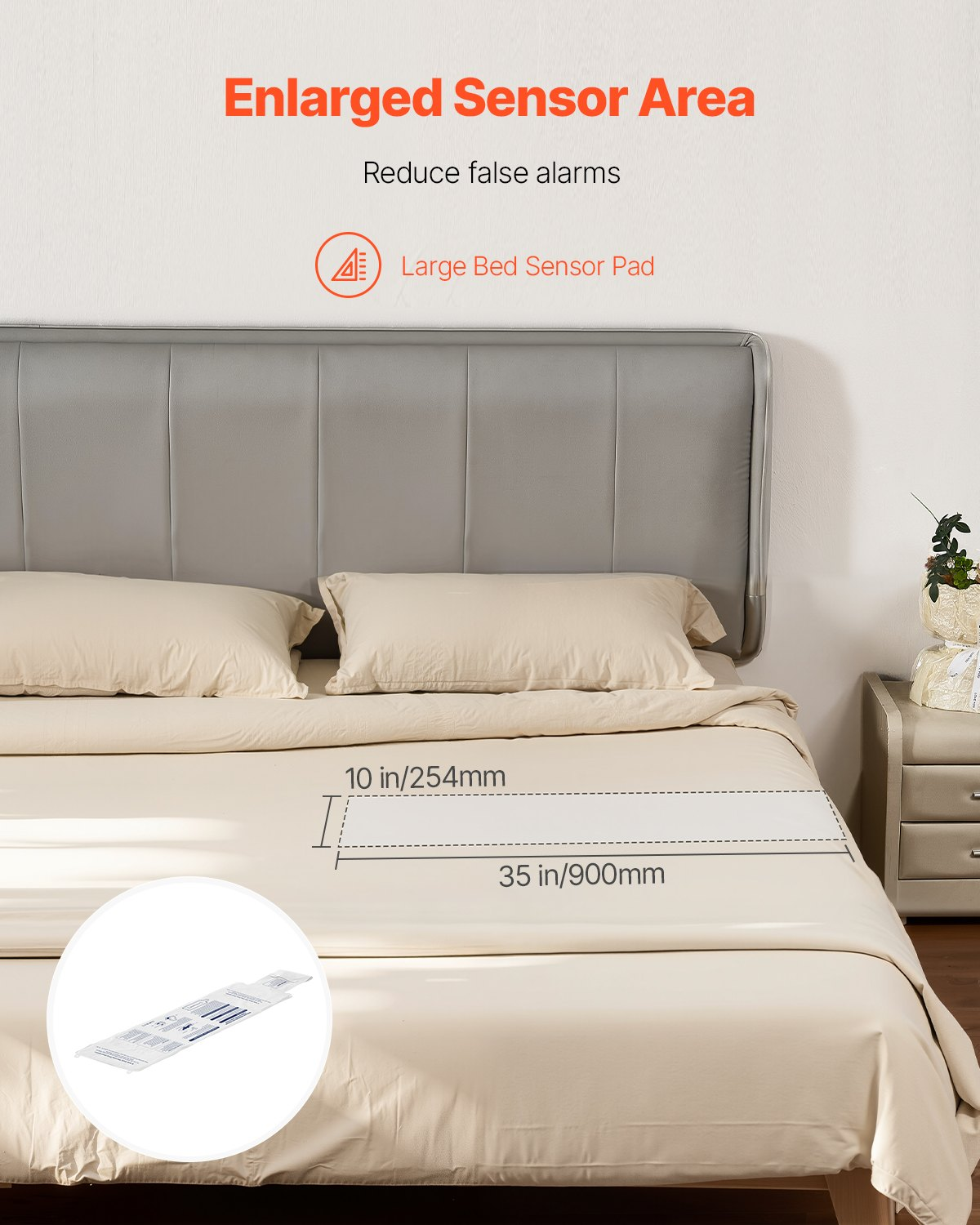 Early Alert Bed Alarm System Wireless Bed Sensor Pad with Call Button & Pager
