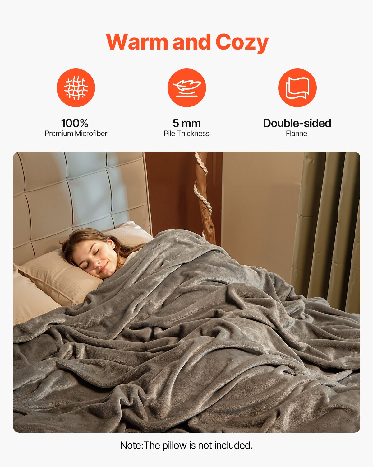 Queen Size Blanket 90 x 90 inches Lightweight Throw Blanket for Bed Grey - Bild 1 von 9