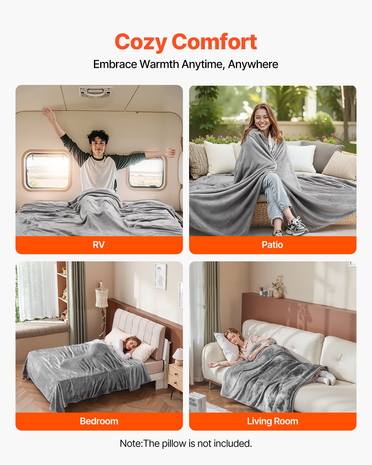 Queen Size Blanket 90 x 90 inches Lightweight Throw Blanket for Bed Grey - Bild 3 von 9