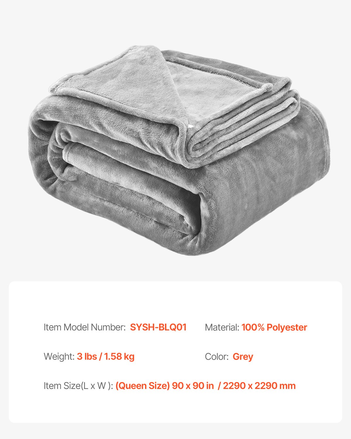 Queen Size Blanket 90 x 90 inches Lightweight Throw Blanket for Bed Grey - Bild 6 von 9