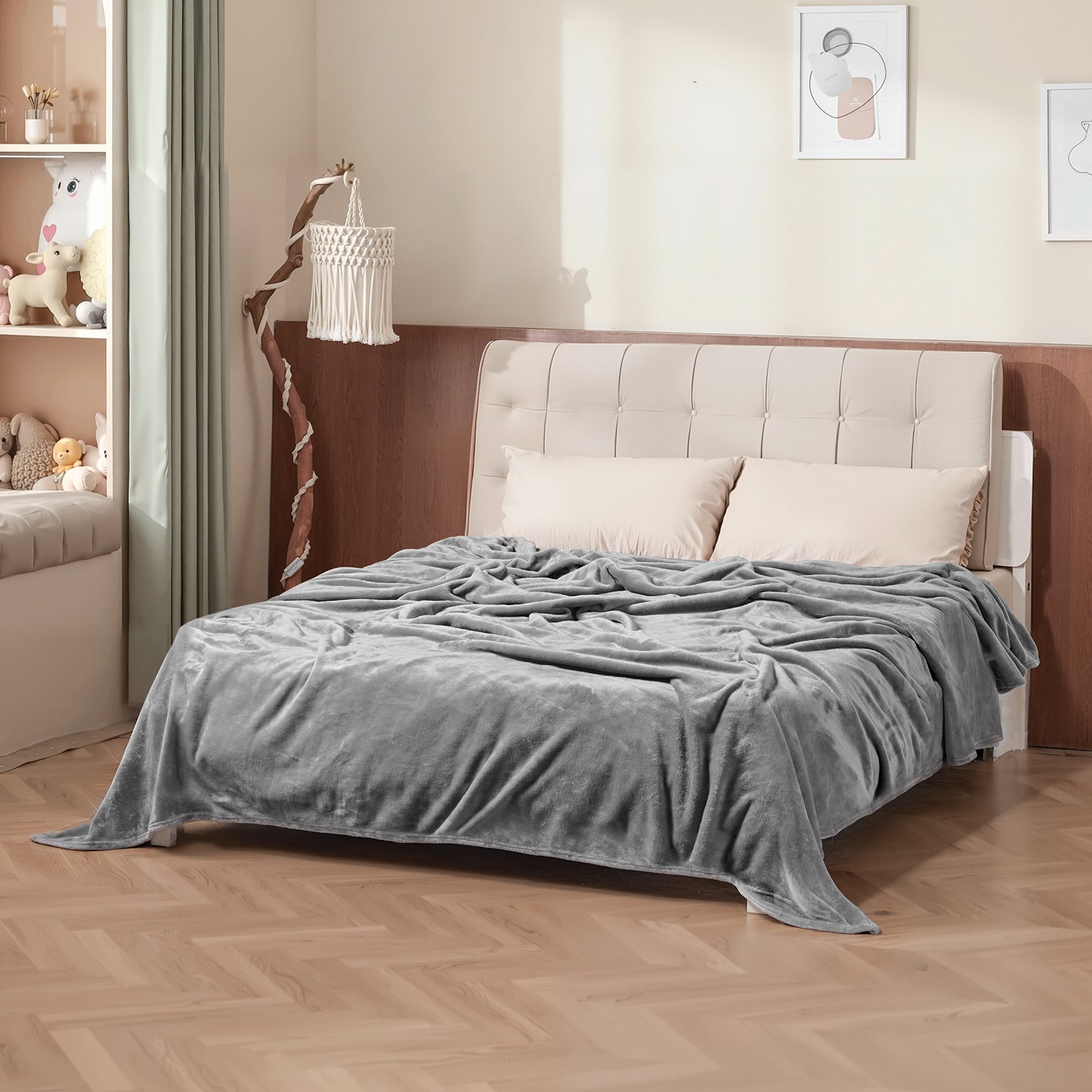 Queen Size Blanket 90 x 90 inches Lightweight Throw Blanket for Bed Grey - Bild 7 von 9