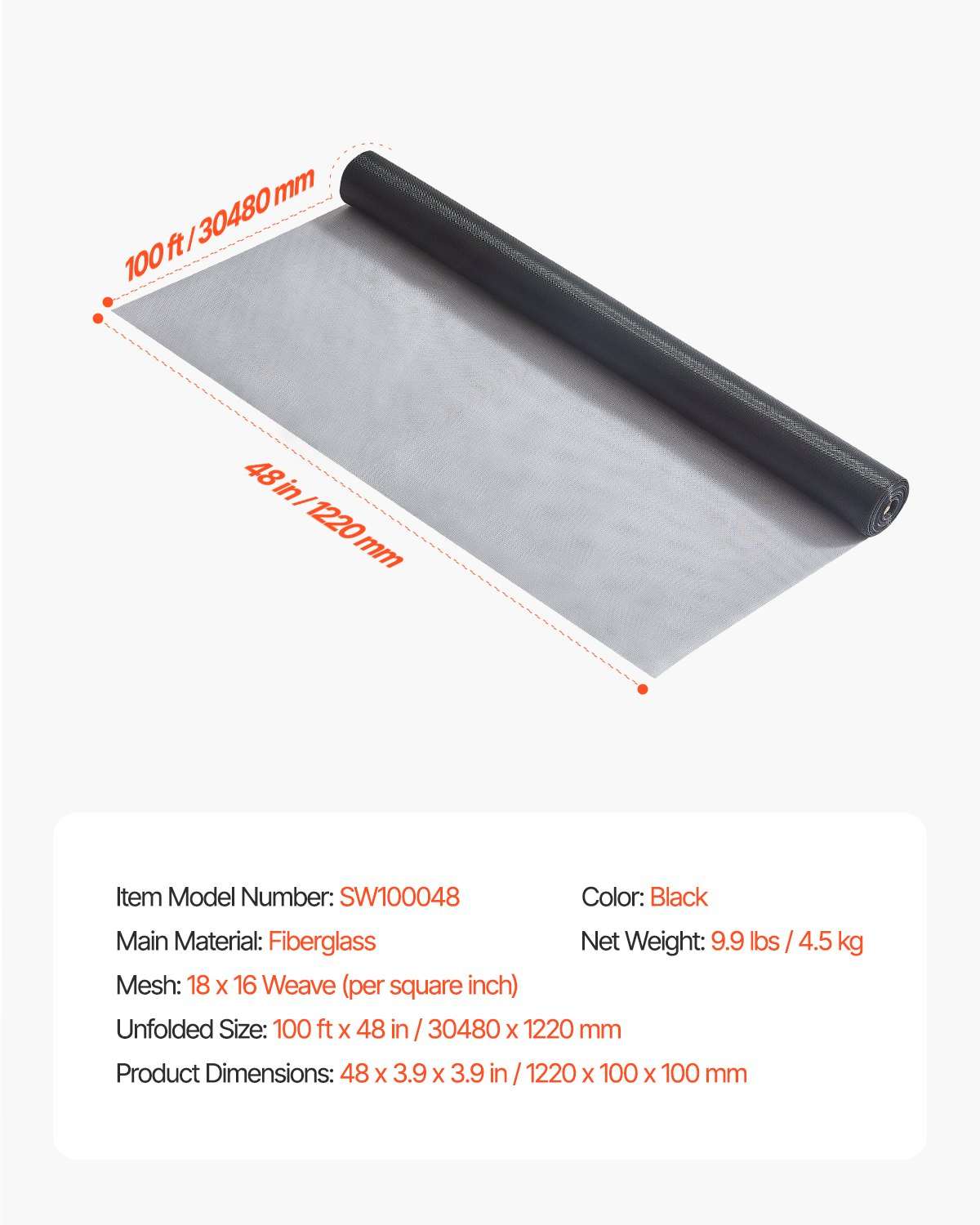 Window Screen Replacement 100 ft × 48 in Window Screen Mesh DIY Adjustable - Picture 7 of 12