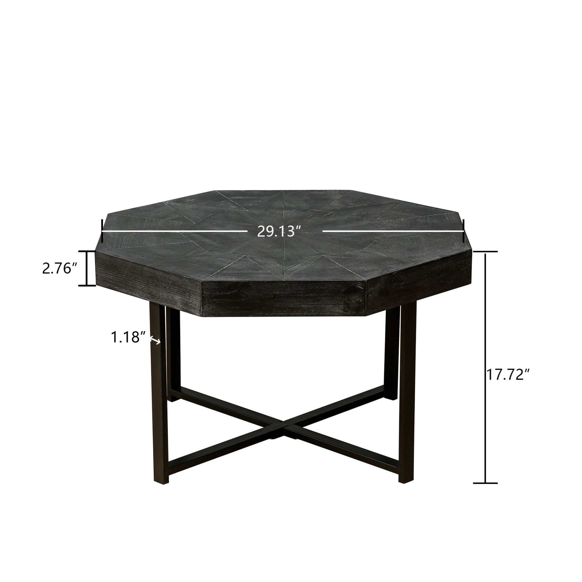 Mesa de madera octogonal vintage retazos artesanía granja 30 pulgadas 843 - Imagen 7 de 12