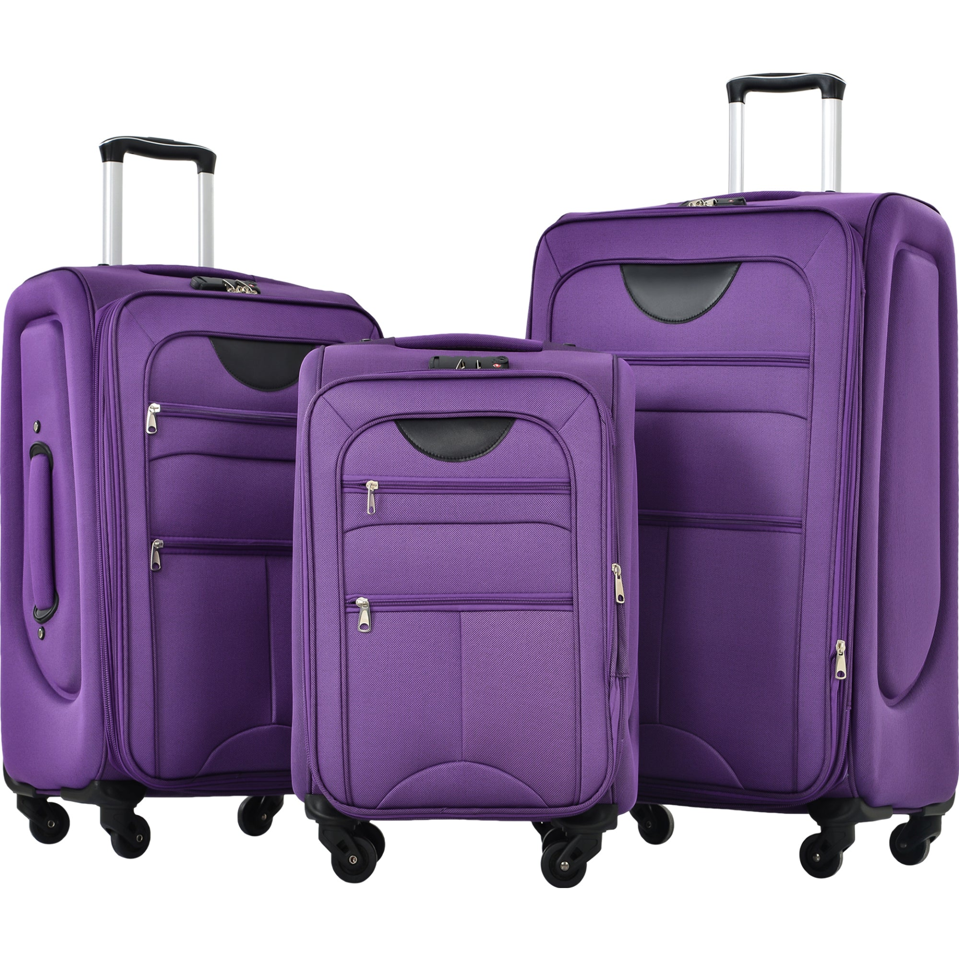 Softside Luggage Expandable 3 Piece Set Suitcase Upright Spinner Softshell 741 - Picture 1 of 1