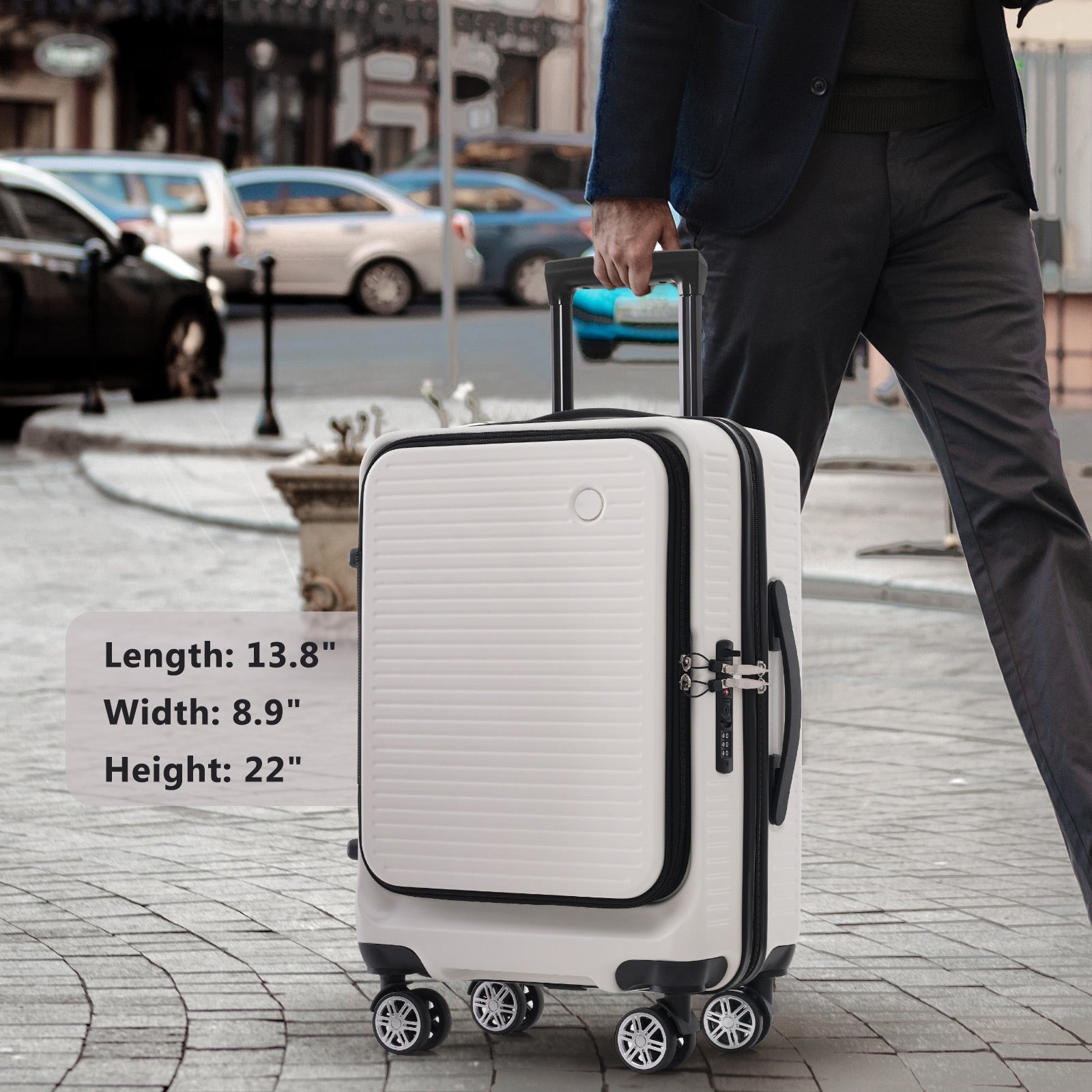 Carry-on Luggage 20 Inch Front Open Luggage Lightweight Suitcase with Front Pock - Picture 10 of 12