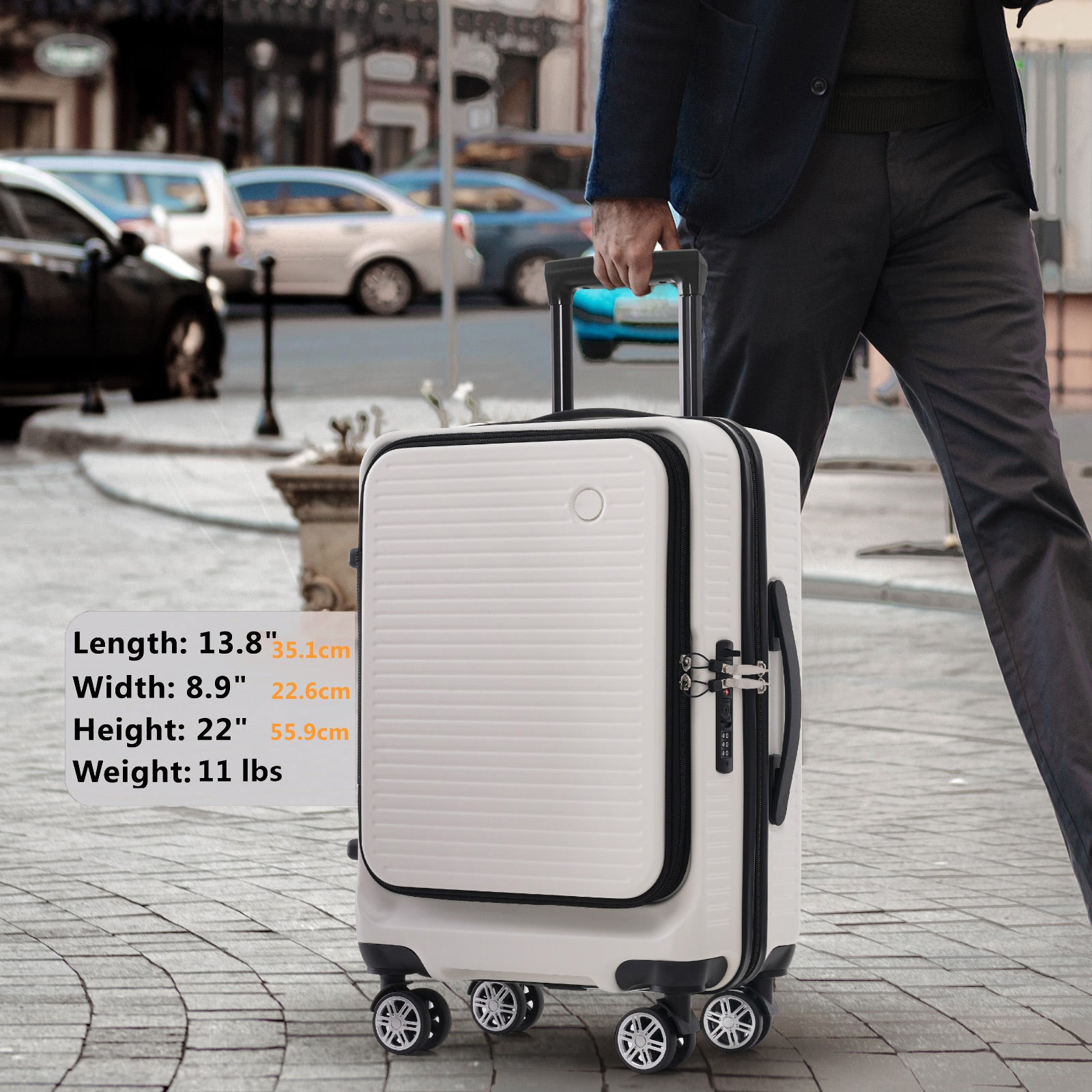 Carry-on Luggage 20 Inch Front Open Luggage Lightweight Suitcase with Front Pock - Picture 11 of 12