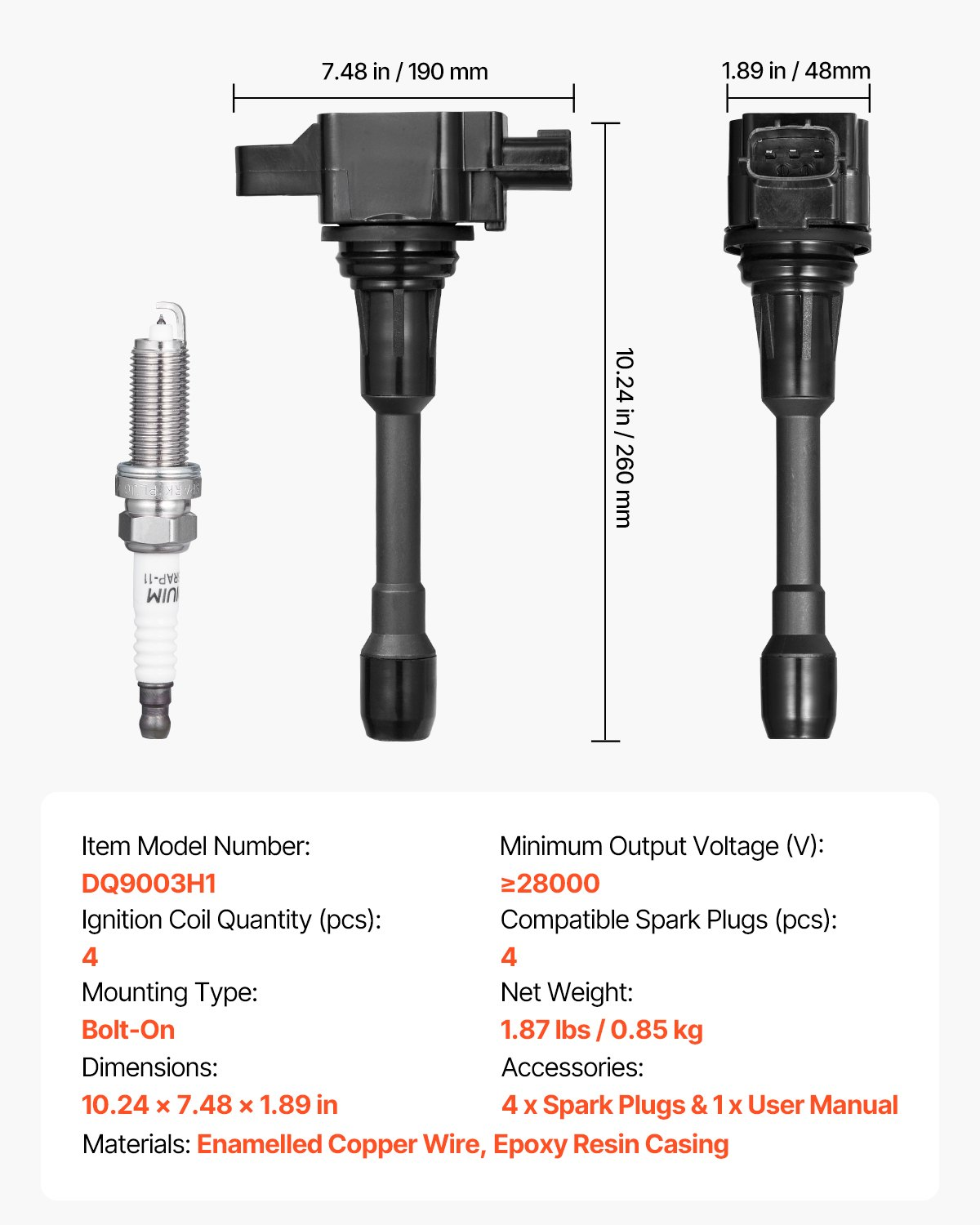 Paquete de bobinas de encendido y juego de 4 bujías compatibles con Nissan Altima Versa - Imagen 7 de 12