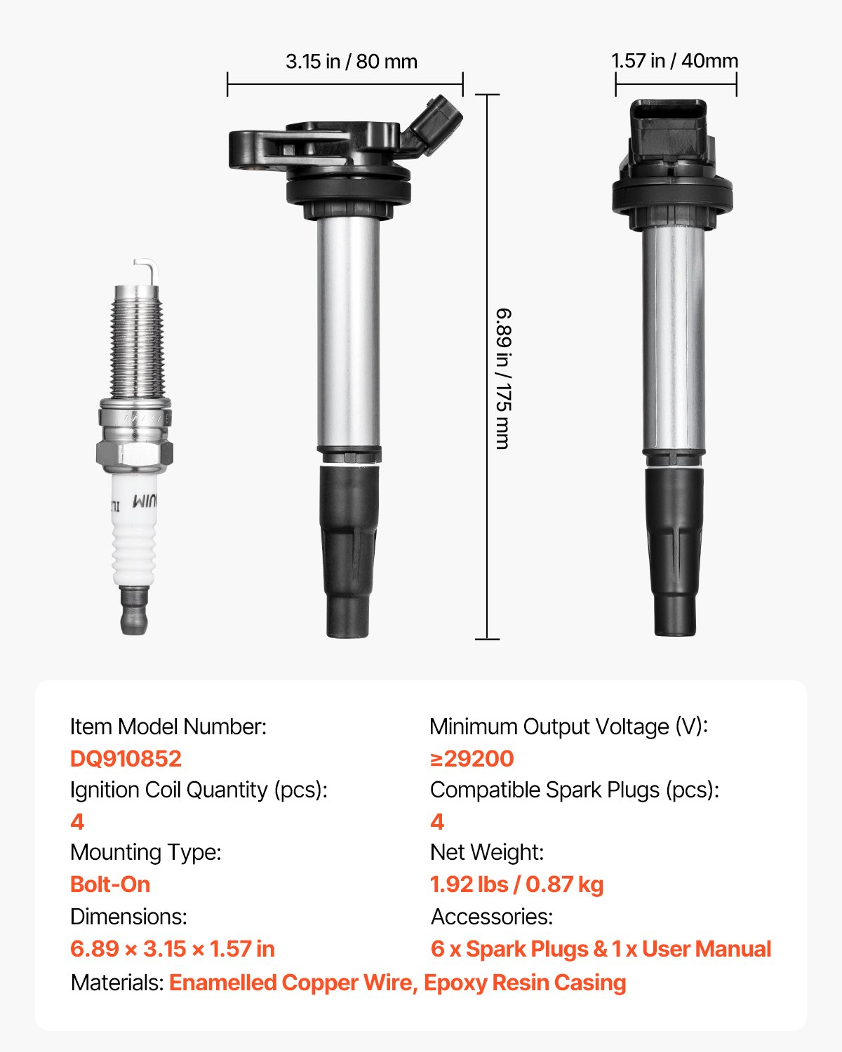 Ignition Coil Pack and Spark Plugs Set of 4 Compatible with Toyota Scion Pontiac - Picture 7 of 12
