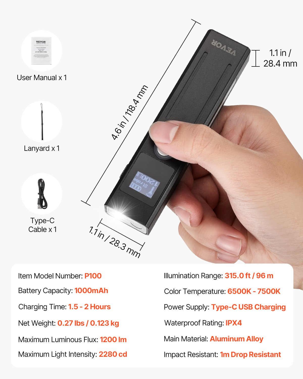 EDC Flat Flashlight, Lightweight & Portable