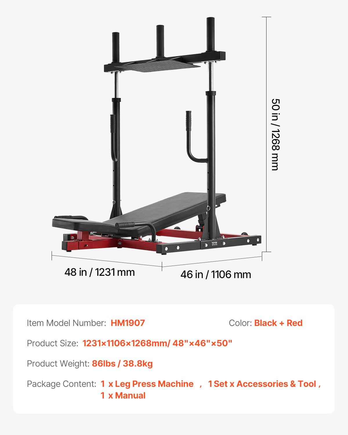 Vertical Leg Press Machine Lower Body Special Home Gym Training Equipment 550lbs - Picture 6 of 10