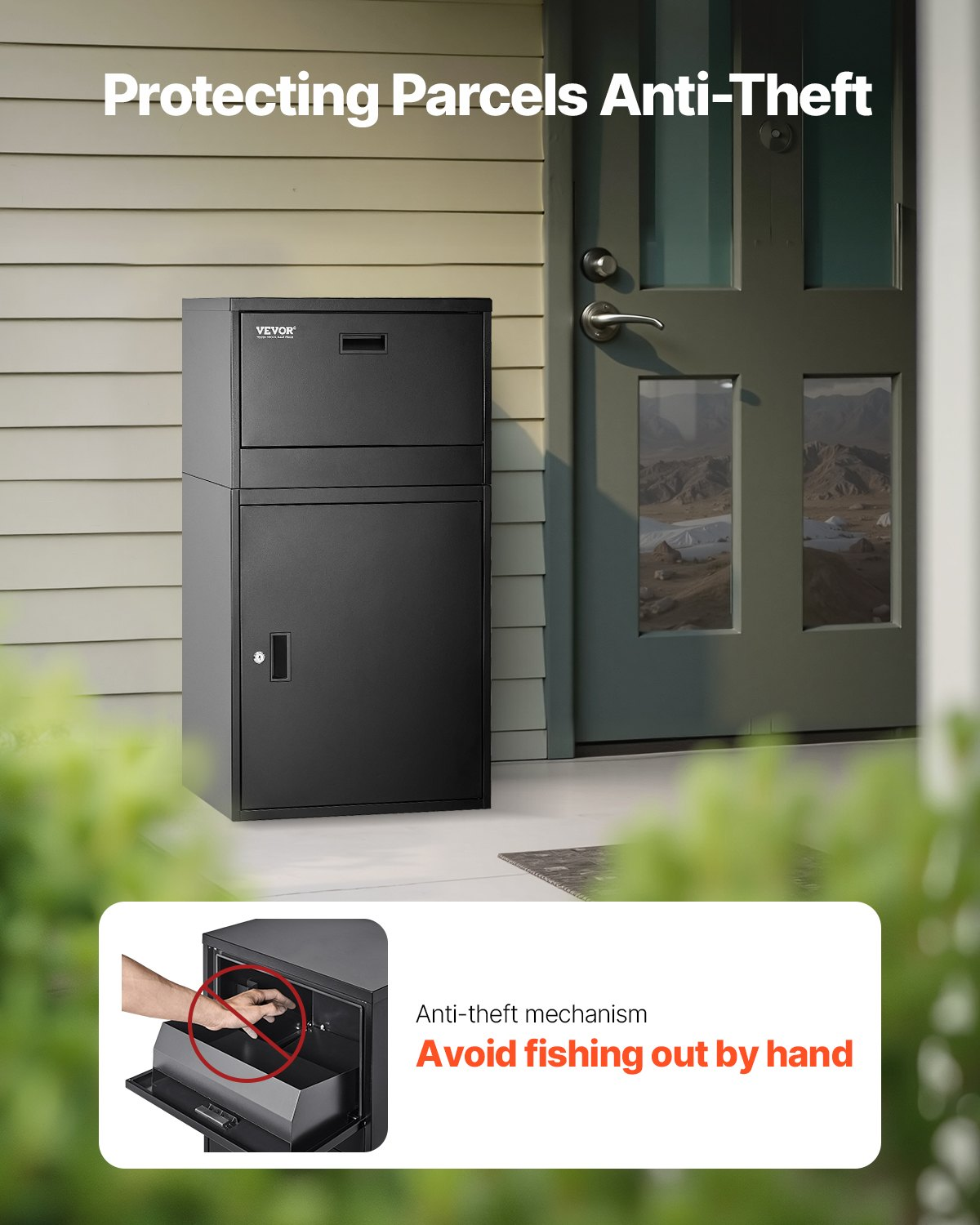 Package Delivery Boxes for Outside, 38.6 in Mailbox for Parcel with Lock, Black