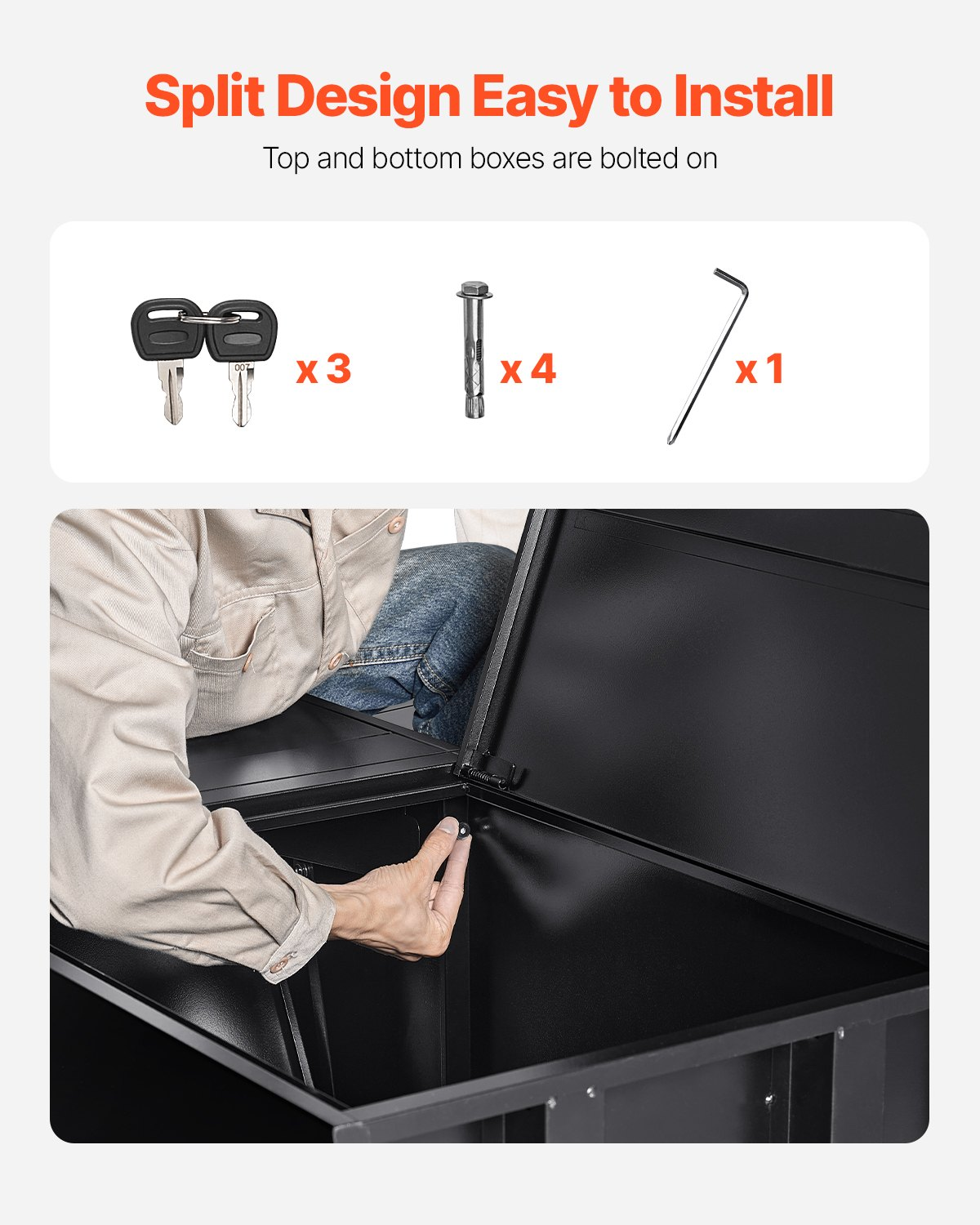 Package Delivery Boxes for Outside, 38.6 in Mailbox for Parcel with Lock, Black