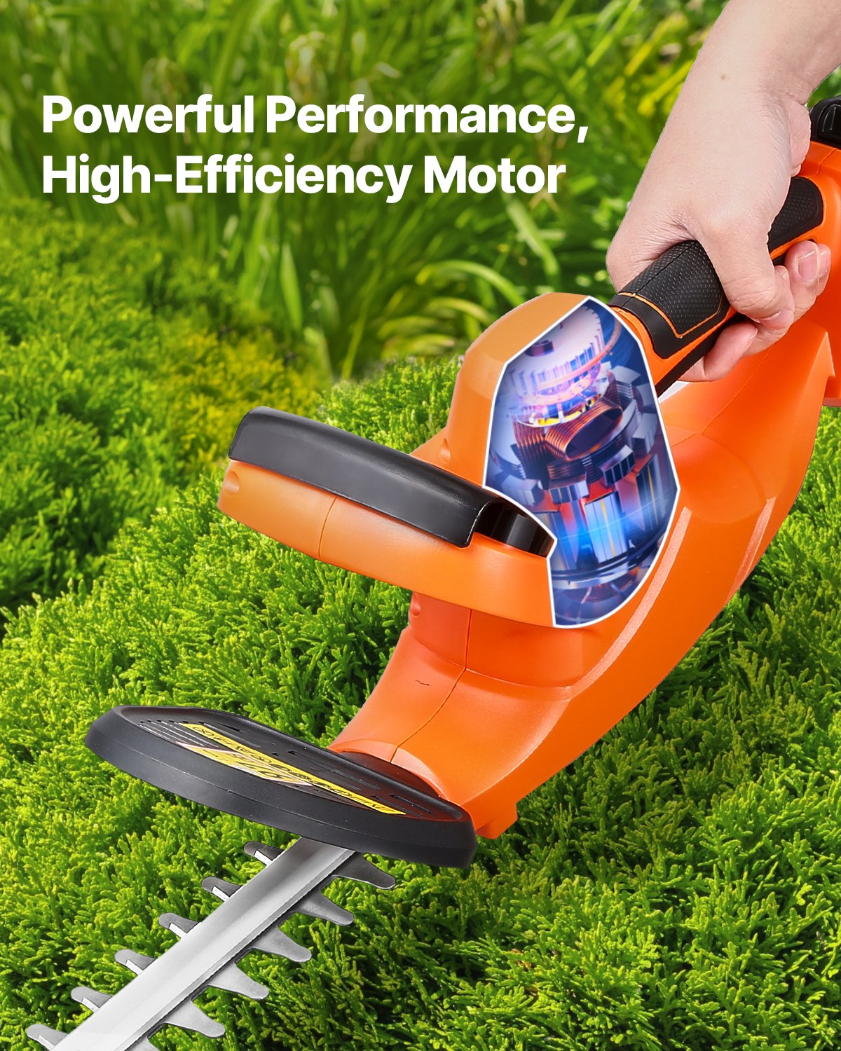 Cordless Electric Hedge Trimmer 20V Battery 20in Dual-Action Blade Bush Cutter - Picture 4 of 10
