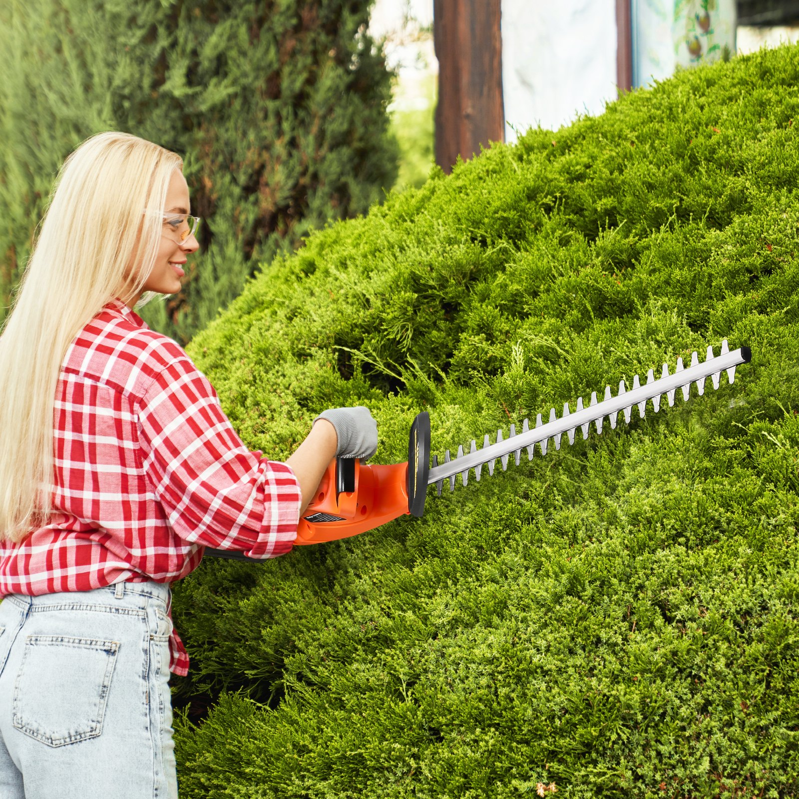 Cordless Electric Hedge Trimmer 20V Battery 20in Dual-Action Blade Bush Cutter - Picture 7 of 10