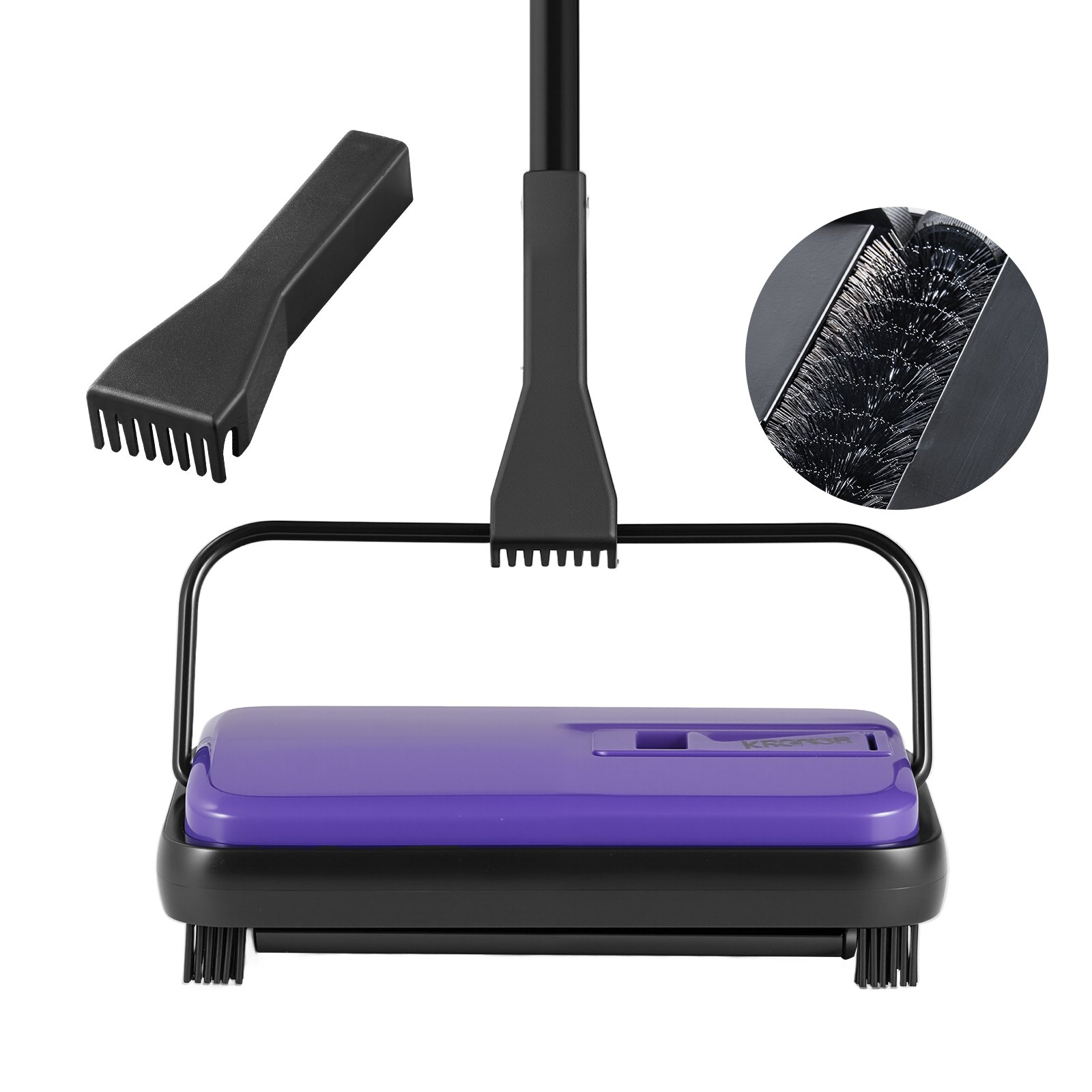 Spazzatrice Manuale per Tappeti, Spazzatrice per Pavimenti Larga 6,7" per Peli e Polvere di Animali Domestici, Viola - Foto 8 di 10