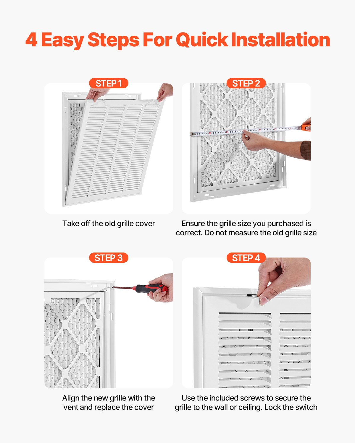 Return Air Filter Grille Fits W20 x H20 In Duct Opening Air Grille with Filter - Picture 5 of 12