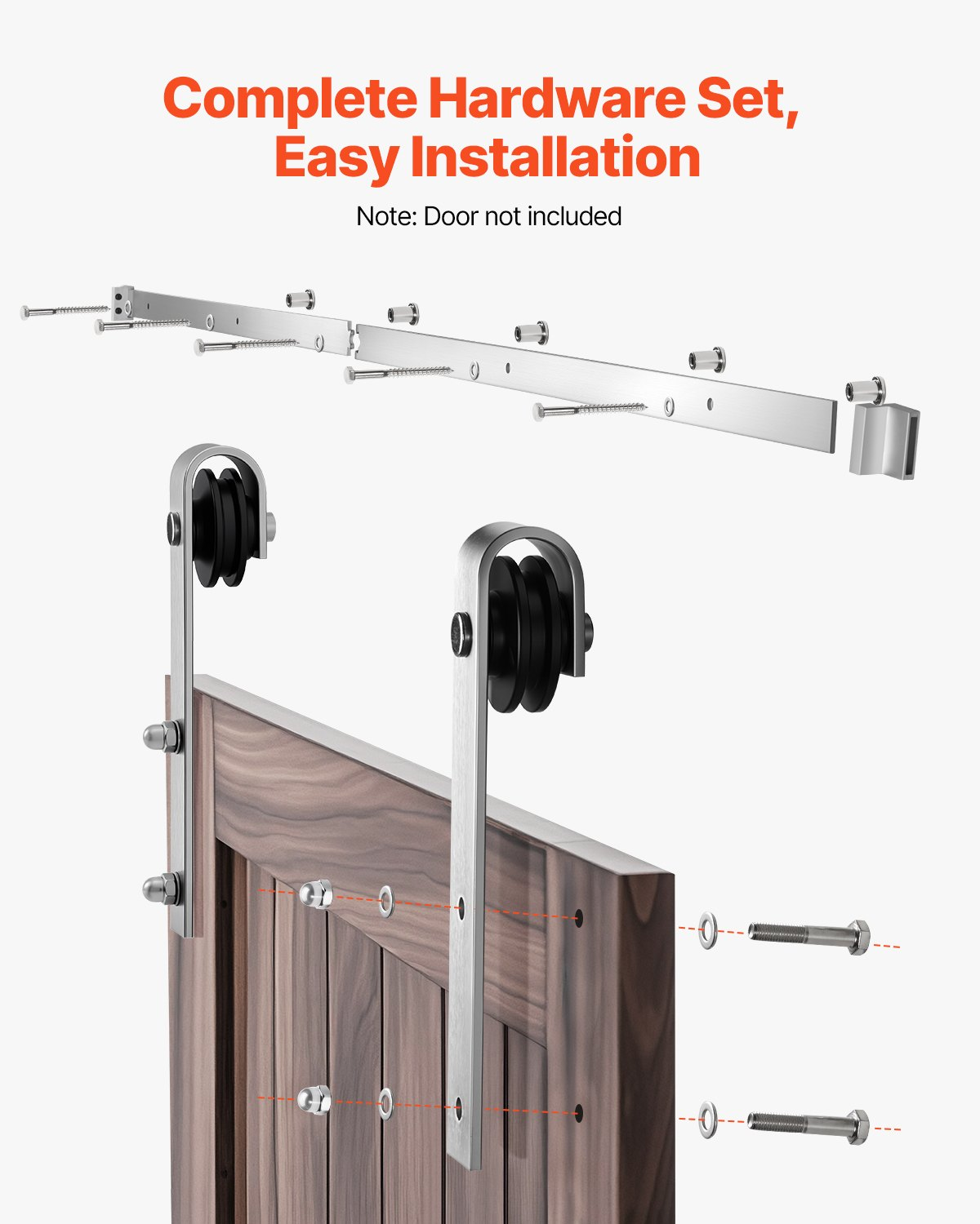 5FT Sliding Barn Door Hardware Kit for Single Sliding Barn Door Silver