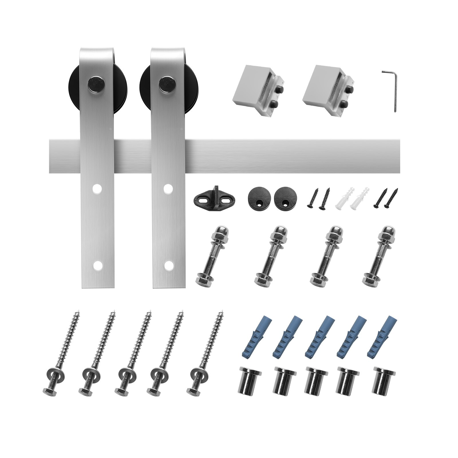 5FT Sliding Barn Door Hardware Kit for Single Sliding Barn Door Silver