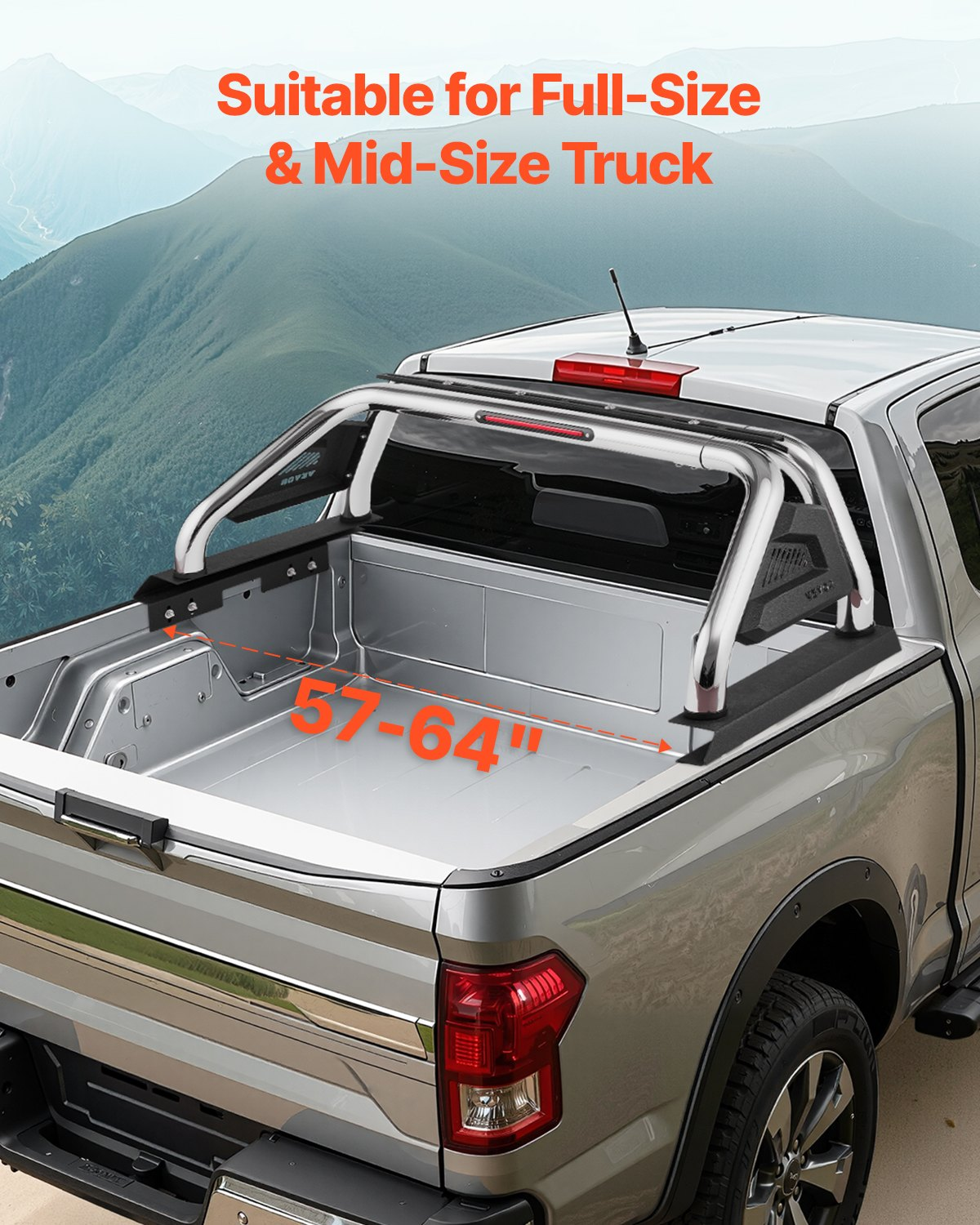 Truck Bed Roll Bar Chase Rack for Full-Size&Mid-Size Pickup Carbon Steel - Picture 1 of 10