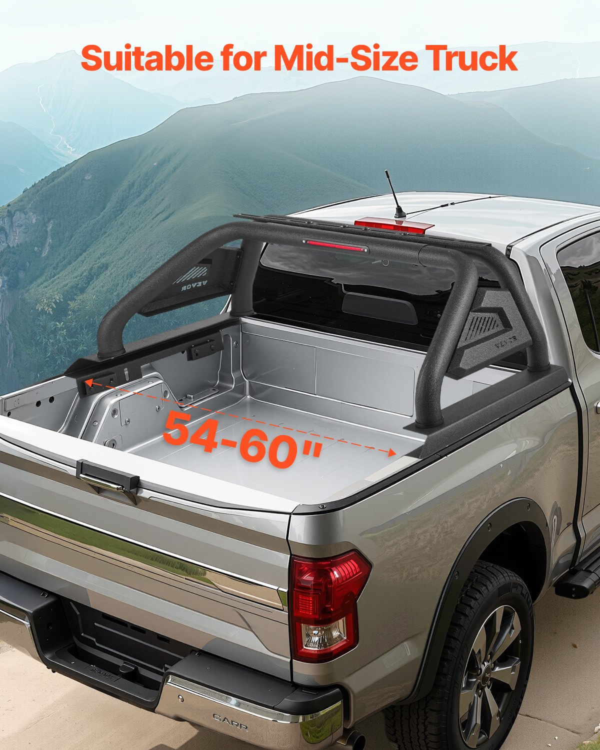 Truck Bed Roll Bar Universal Chase Rack with Light for Mid-Size Pickup - Picture 1 of 12