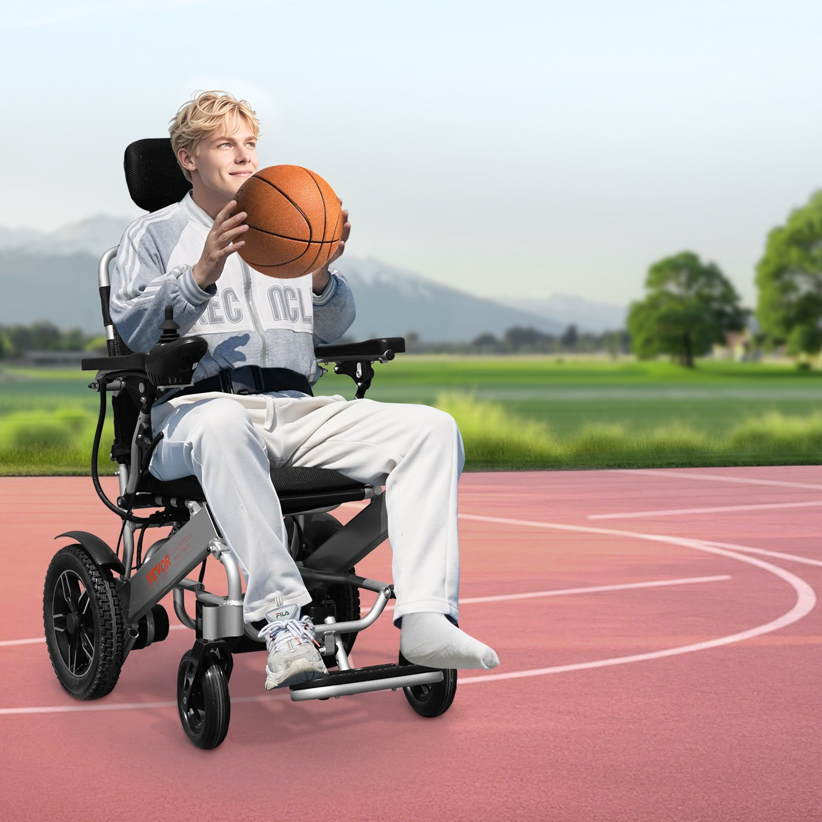Electric Wheelchair 300lbs Capacity Adjustable Backrest Foldable 13 Mile - Picture 8 of 10