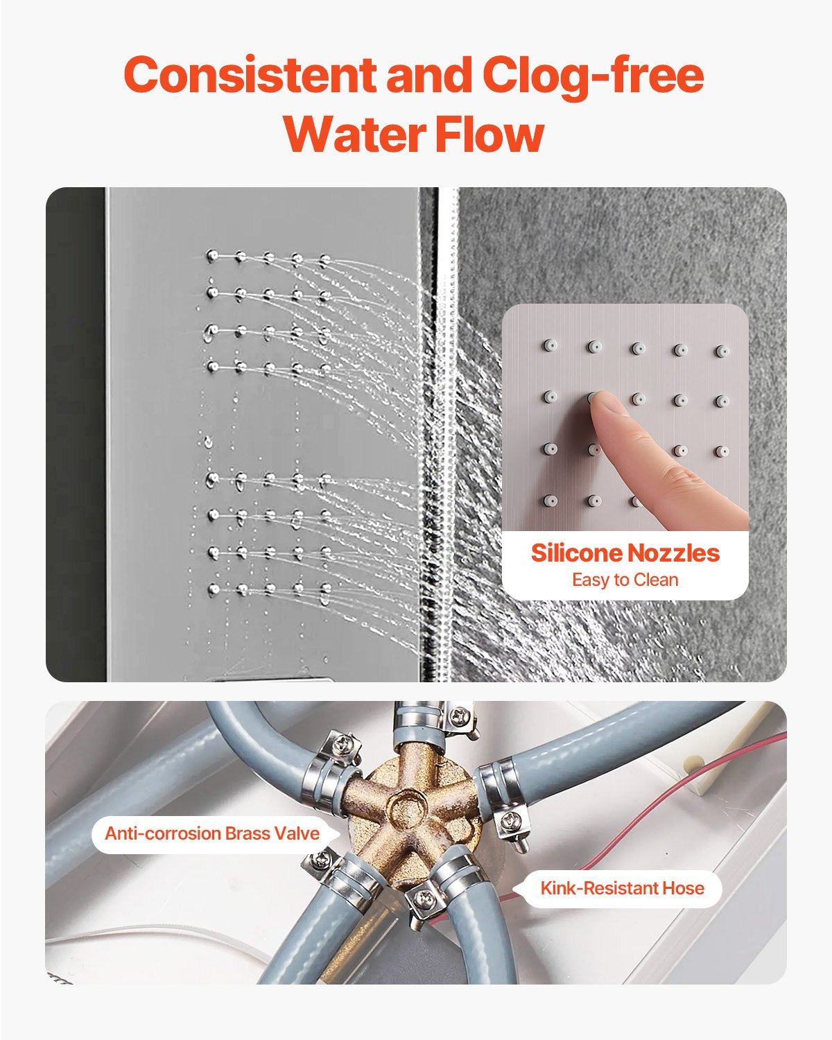 Shower Panel Tower System Stainless Steel Column Rainfall Waterfall Head 5 528