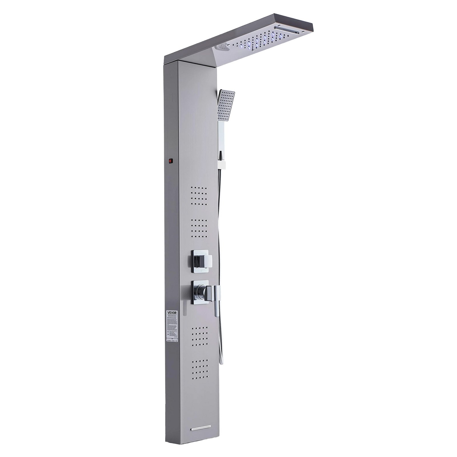 Shower Panel Tower System Stainless Steel Column Rainfall Waterfall Head 5 528